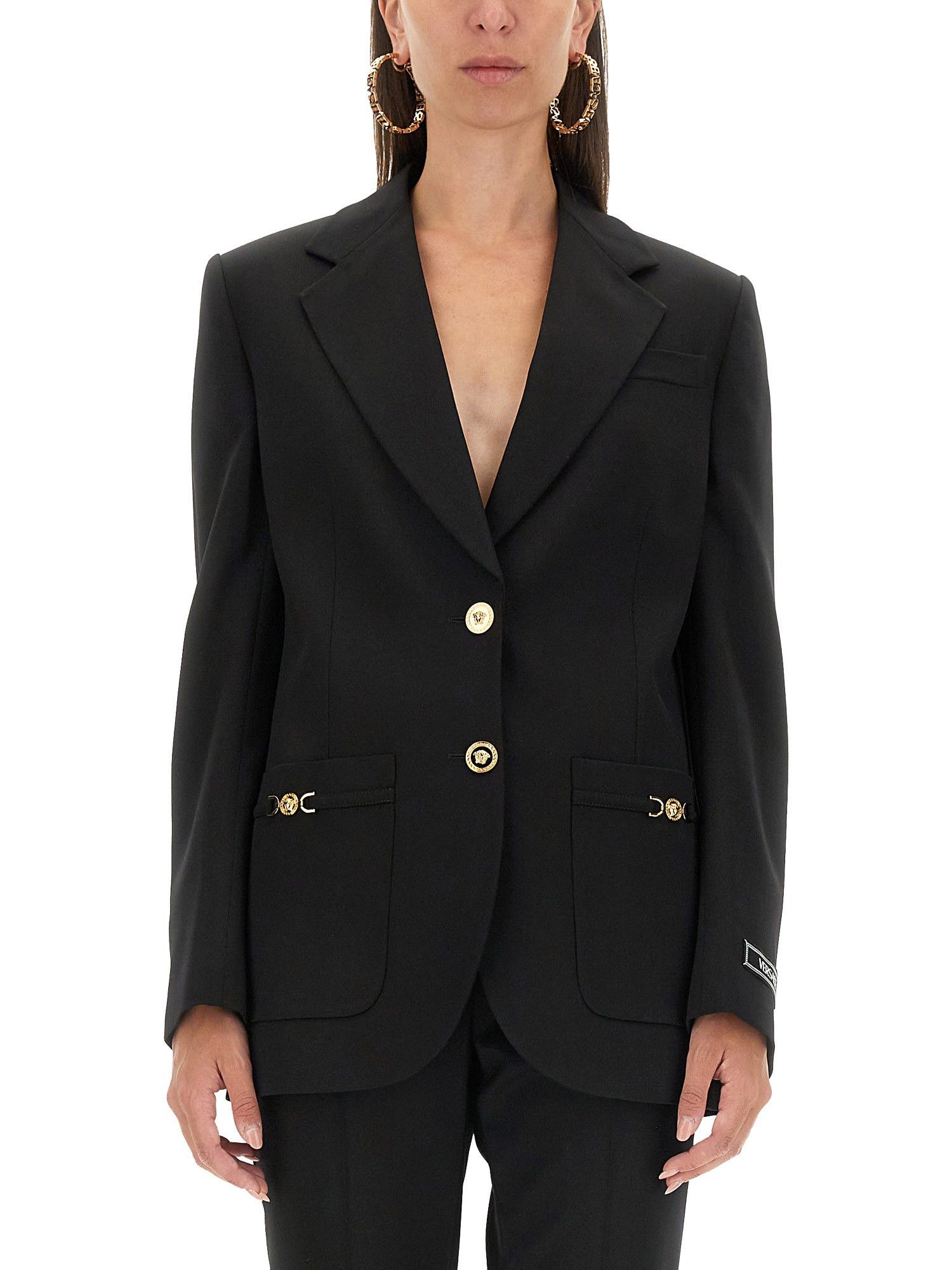 Versace o1s22i1n1024 Single-Breasted Wool Stretch Blazer in Black Size M / US 6-8 / IT 42-44 - 1 Thumbnail