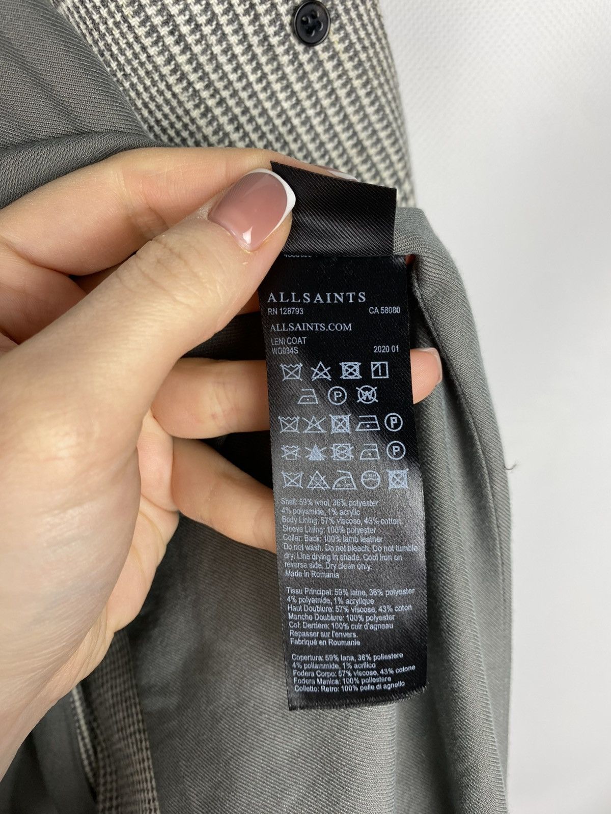 Allsaints Allsaints Leni Coat Ladies Wool Check Jacket size US 6 EU 38 Size M / US 6-8 / IT 42-44 - 22 Thumbnail
