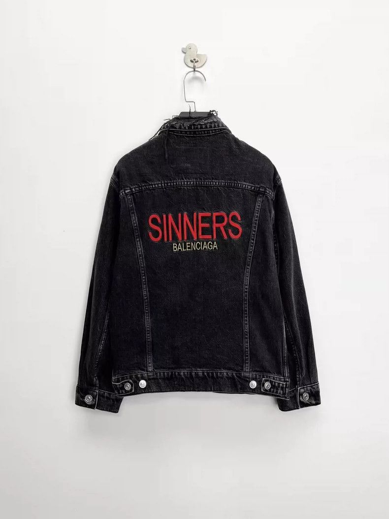 Balenciaga Balenciaga Washed black do old damage back embroidered sin Size US S / EU 44-46 / 1 - 1 Thumbnail