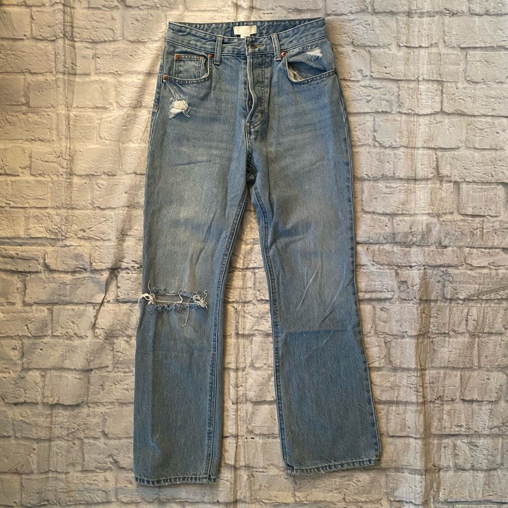 H&M H&M women 4 100% cotton button fly ripped blue jeans Size 27" / US 4 / IT 40 - 1 Thumbnail