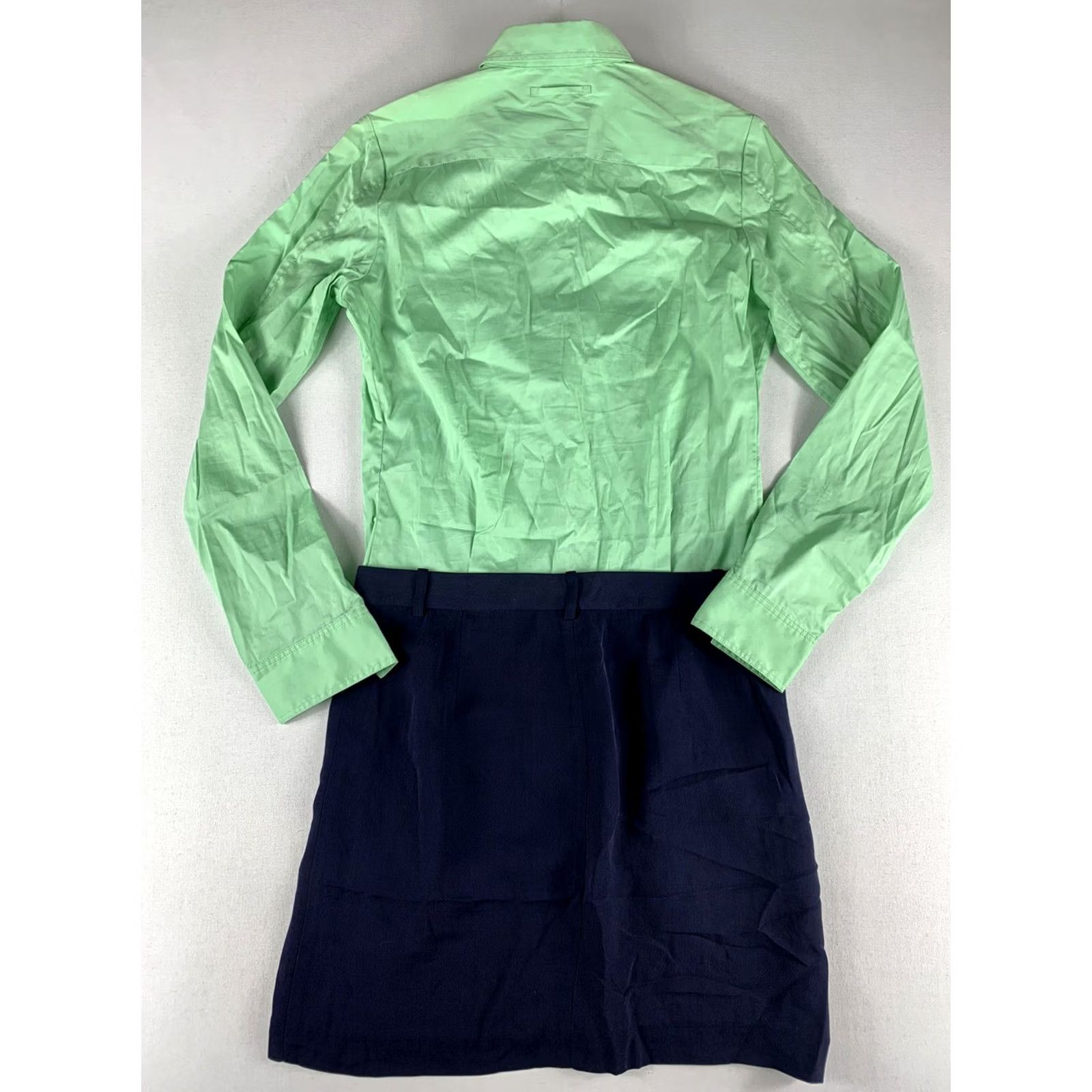 Zac Posen ZAC POSEN Z SPOKE Shirt Dress WOMENS SIZE 2 GREEN BLUE COLLARED Size XS / US 0-2 / IT 36-38 - 5 Thumbnail
