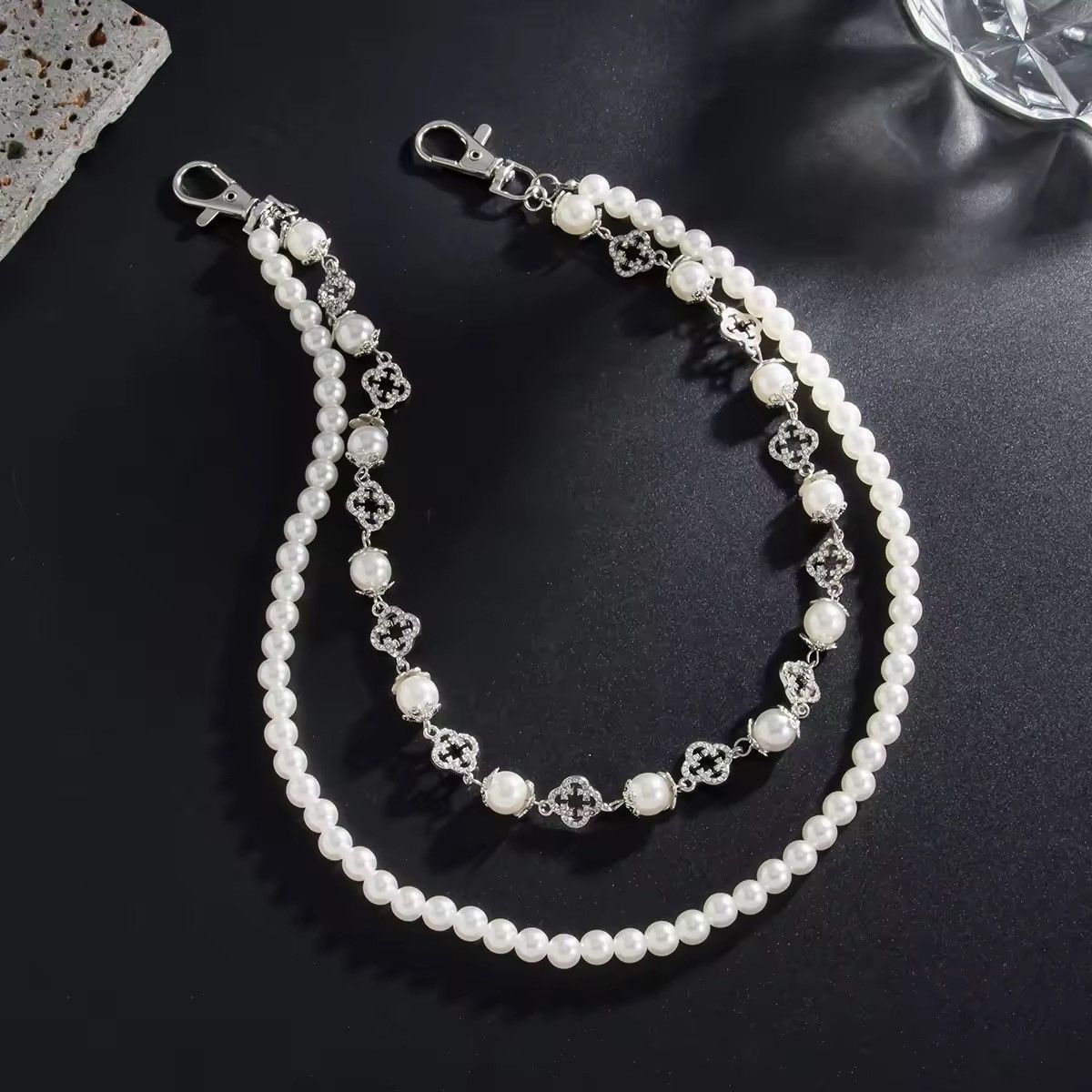 Other 2 Layer Flower Rhinestone Beads Jeans Chain Size ONE SIZE - 4 Thumbnail