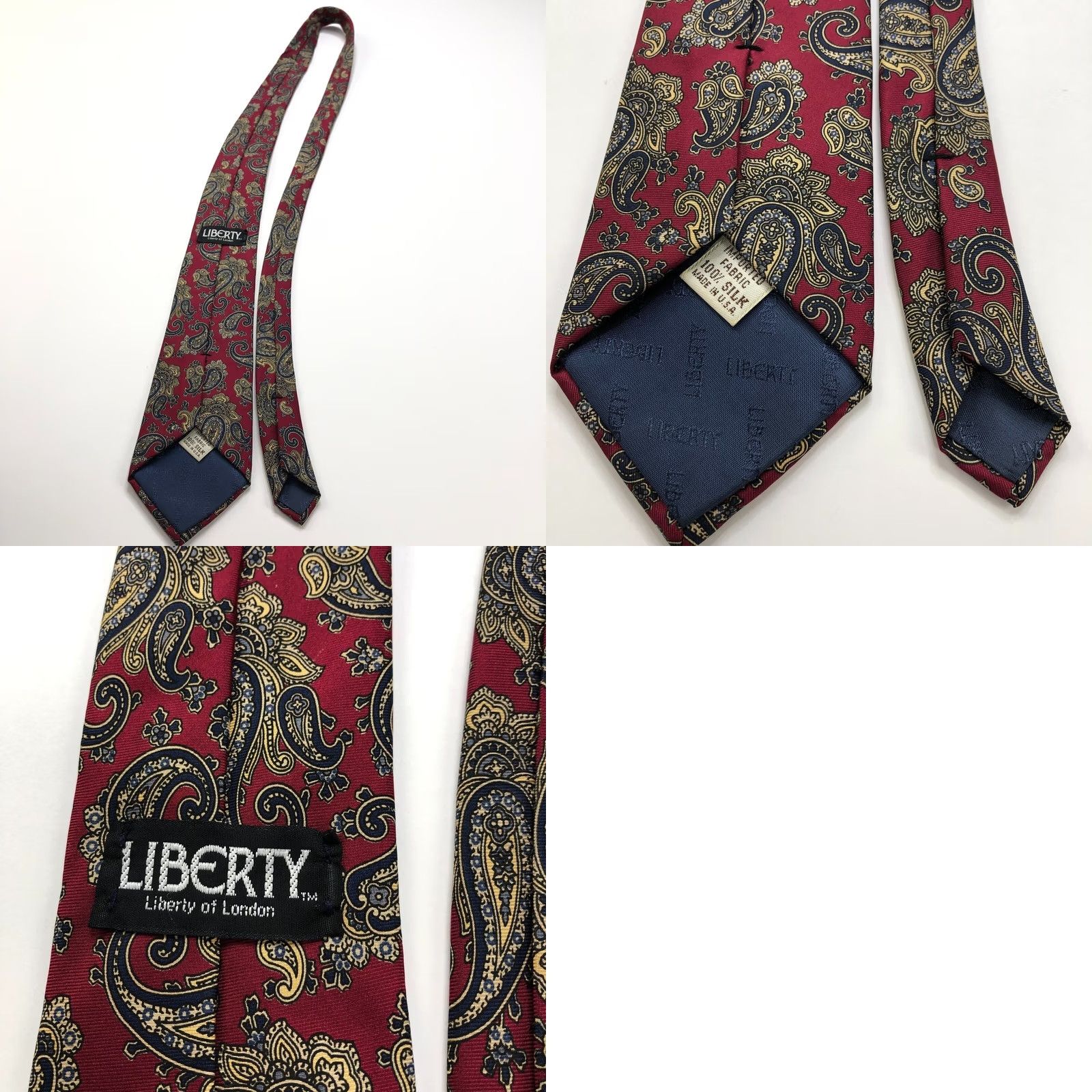 Vintage VINTAGE Liberty Red 100% Silk Neck Tie Men’s Paisley 3.25-in/57-in Tie Mens Classic 57-60 Size ONE SIZE - 8 Thumbnail