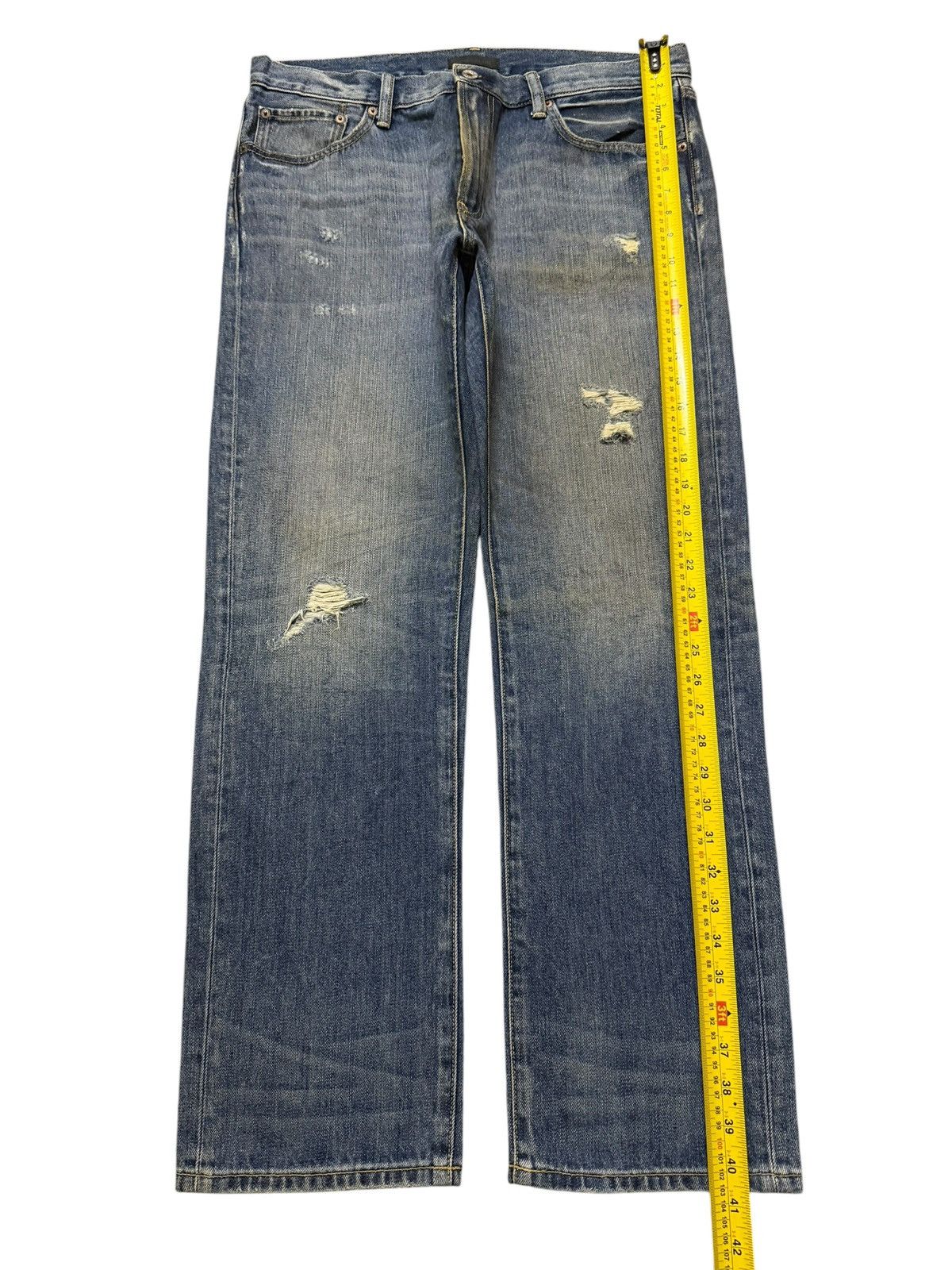 Uniqlo Vintage Y2K Japanese Uniqlo Faded Wash Distress Straight Leg Size US 34 / EU 50 - 10 Thumbnail