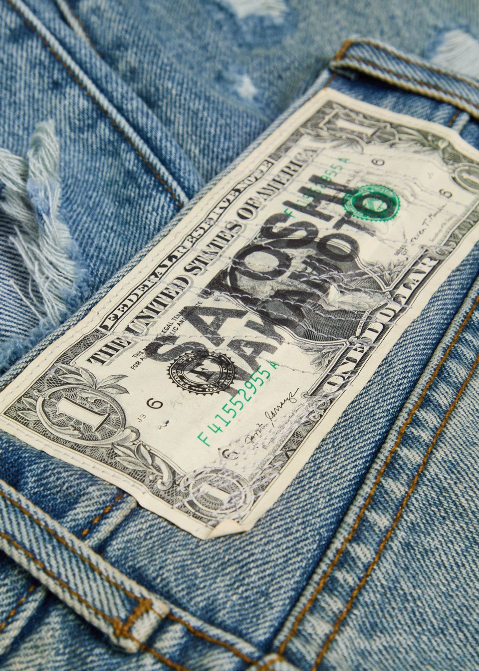 Satoshi Nakamoto Satoshi Nakamoto Blessed Distressed Denim Jeans Size US 32 / EU 48 - 2 Thumbnail