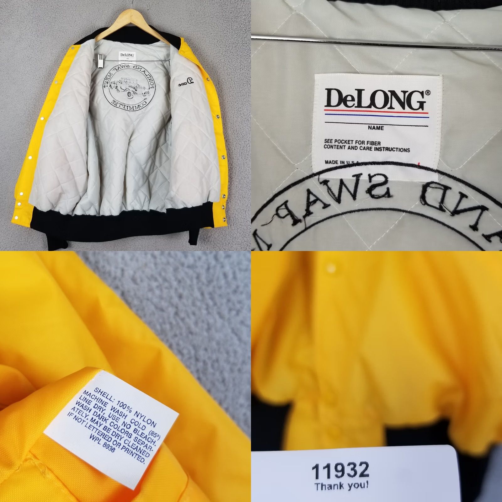 Vintage VINTAGE DeLong Jacket Mens Bomber Satin Nylon L Yellow Cars USA 90s Size US L / EU 52-54 / 3 - 8 Thumbnail