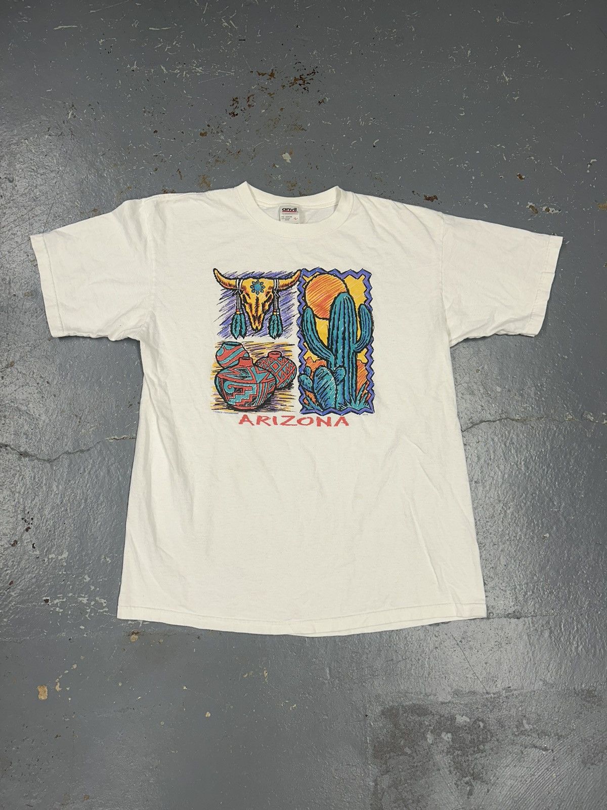 Vintage Crazy Vintage 90s Essential White Arizona Graphic Tee Shirt Size US L / EU 52-54 / 3 - 1 Thumbnail