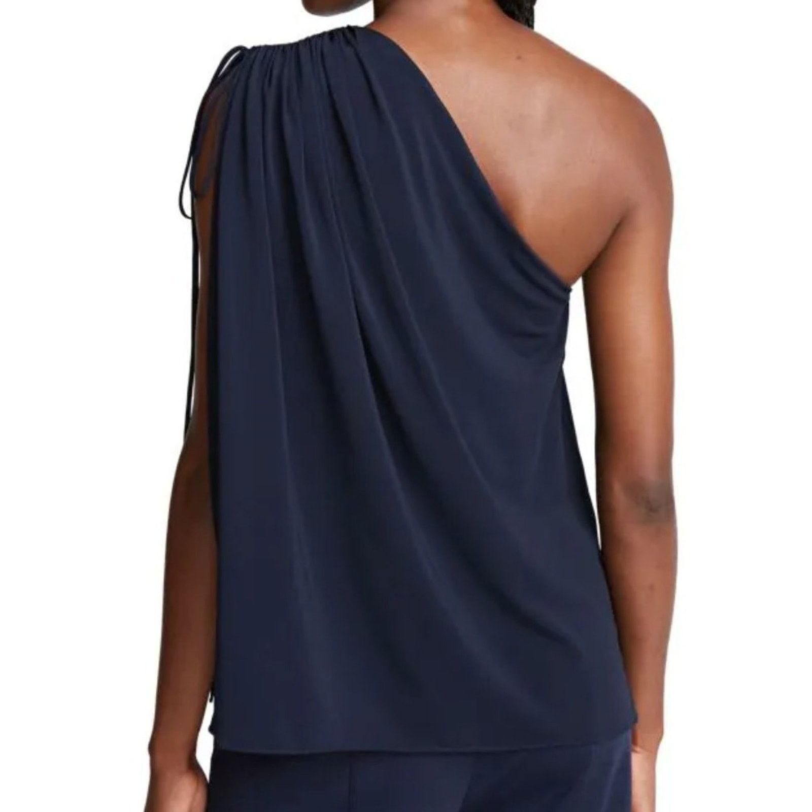 Halston Halston Nathalie Jersey Draped One Shoulder Navy Top XL Size XL / US 12-14 / IT 48-50 - 3 Thumbnail