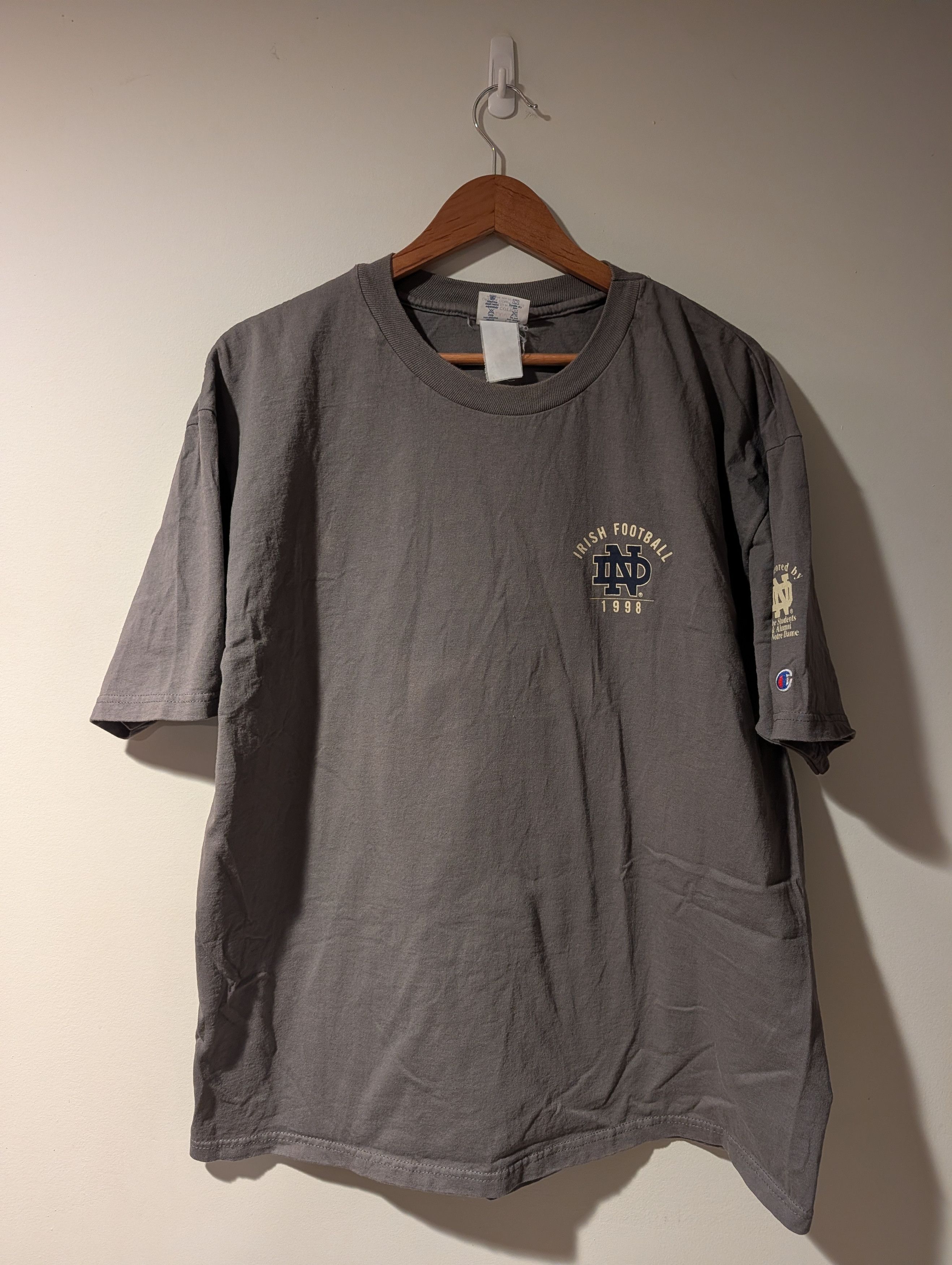 NCAA Vintage 90s Champion Notre Dame Football Shirt Here Come Size US XL / EU 56 / 4 - 3 Thumbnail