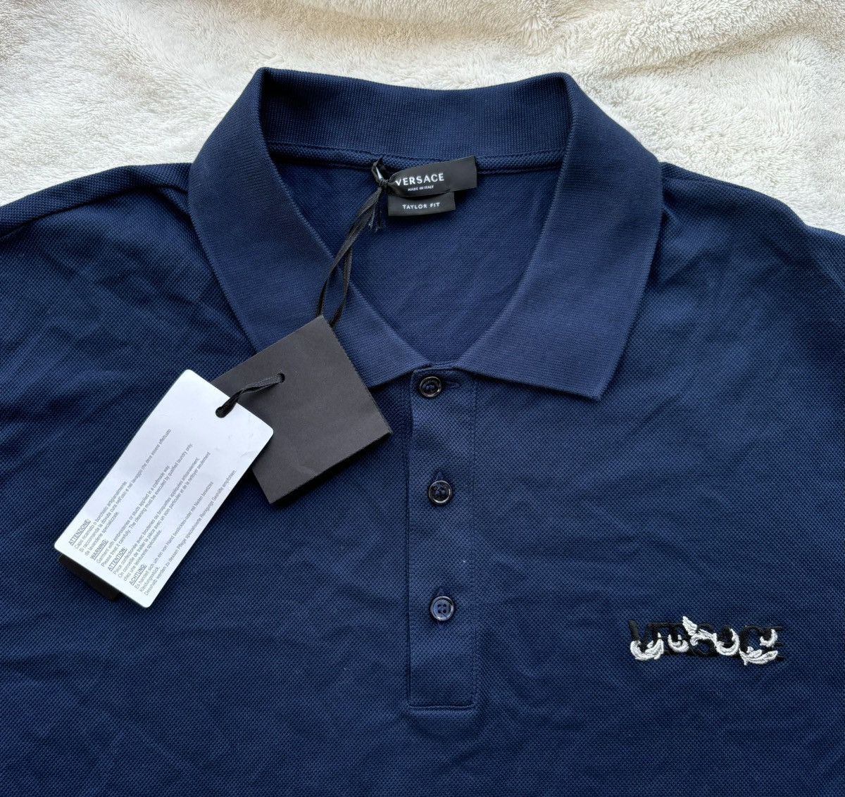Versace Versace Navy Embroidered Polo Shirt Size US XXL / EU 58 / 5 - 2 Thumbnail