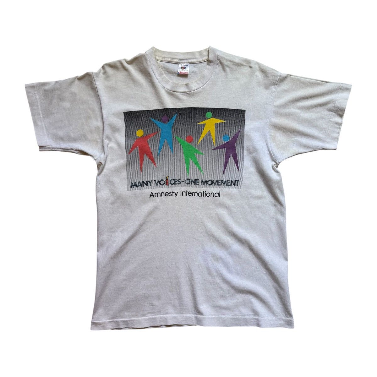 Vintage Vintage 90s Amnesty International T-Shirt Size US L / EU 52-54 / 3 - 1 Thumbnail