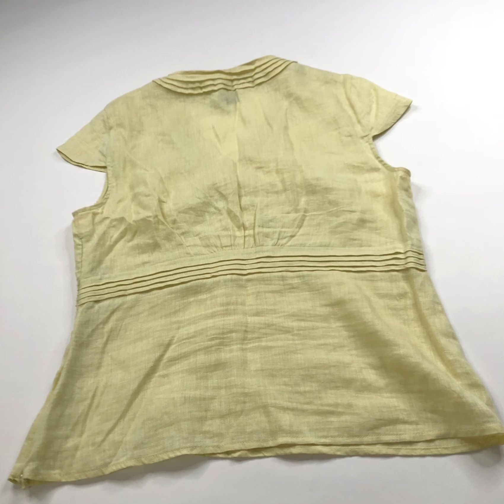 Vintage Saint Tropez West LS 100% Linen Y2K Zip Pullover Top Shirt Blouse Yellow Size L / US 10 / IT 46 - 5 Thumbnail
