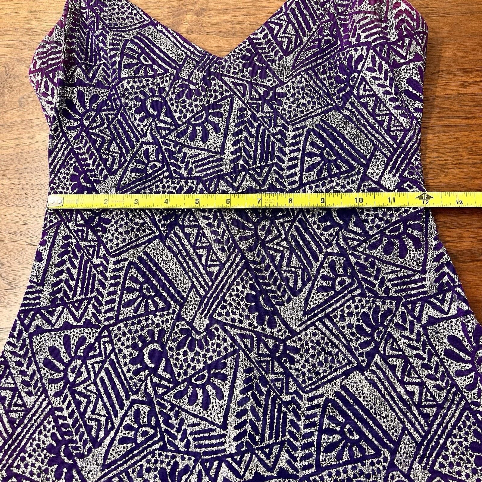 Other Vintage Caché Y2K Dress 6 Prom Formal Purple Silver Glitter Size M / US 6-8 / IT 42-44 - 11 Thumbnail