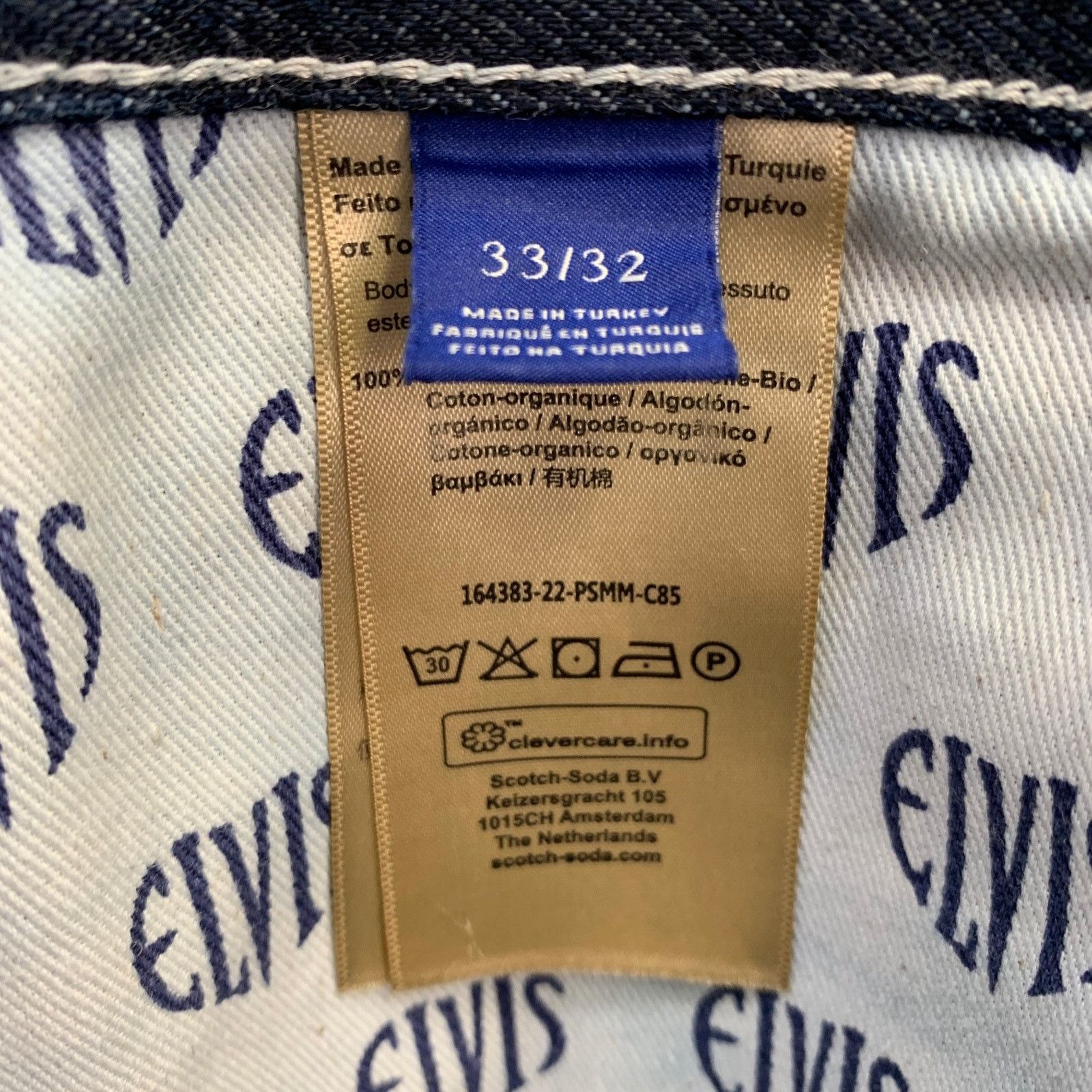 Scotch & Soda The Vert Blue Indigo Contrast Stitch Organic Cotton Jeans Size US 33 - 8 Thumbnail