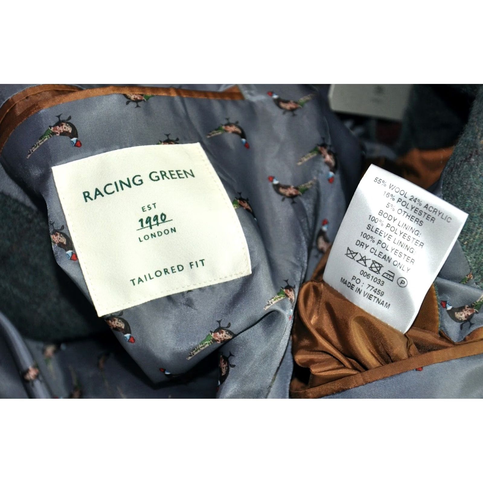 Vintage RACING GREEN HERITAGE TWEED BLAZER Jacket Men 44 Check Green Wool Blend Casual Formal Blazer 2 Piece Size 44R - 7 Thumbnail