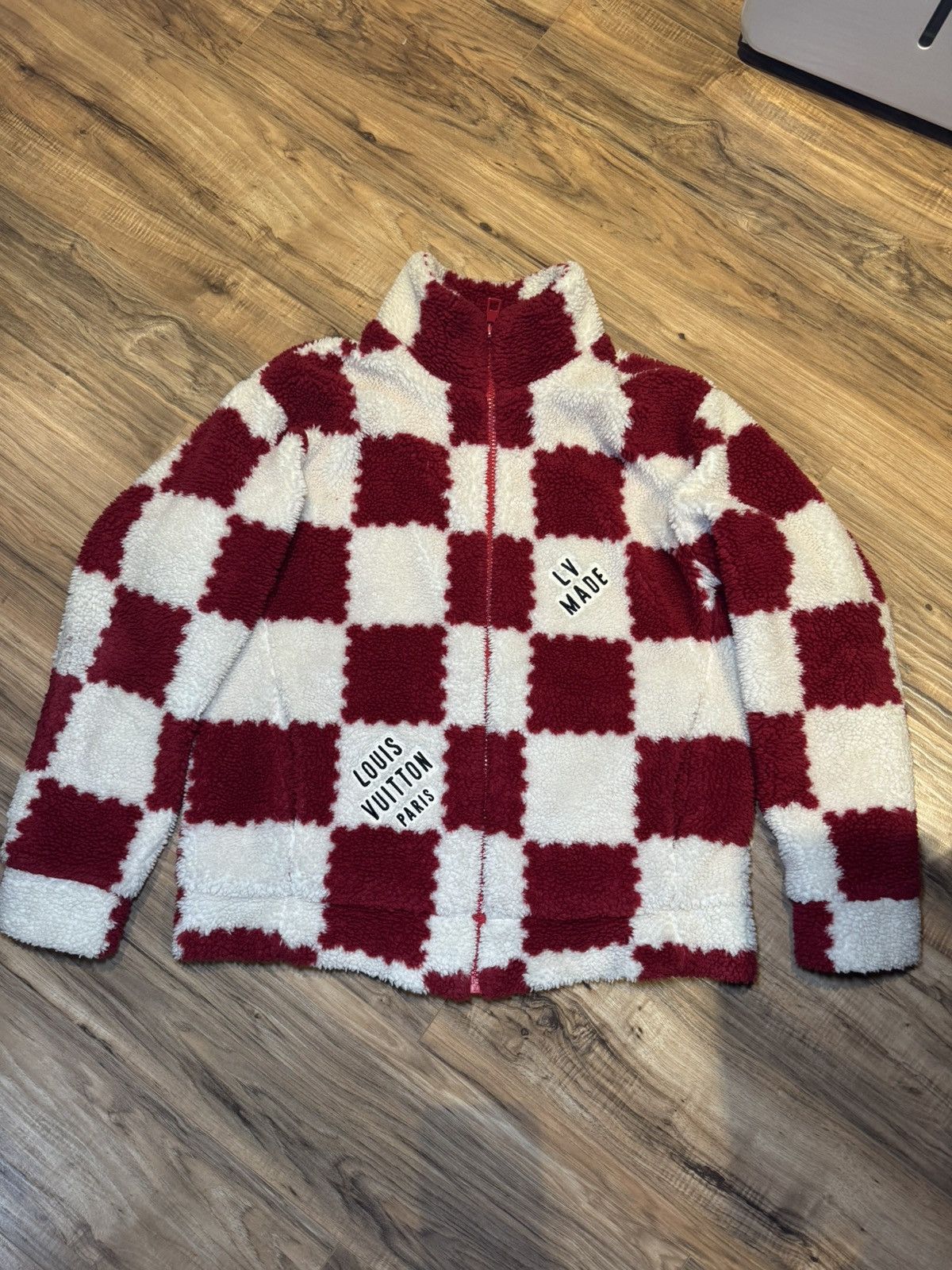 Louis Vuitton Louis Vuitton Red Checkered Fleece Size US L / EU 52-54 / 3 - 1 Thumbnail