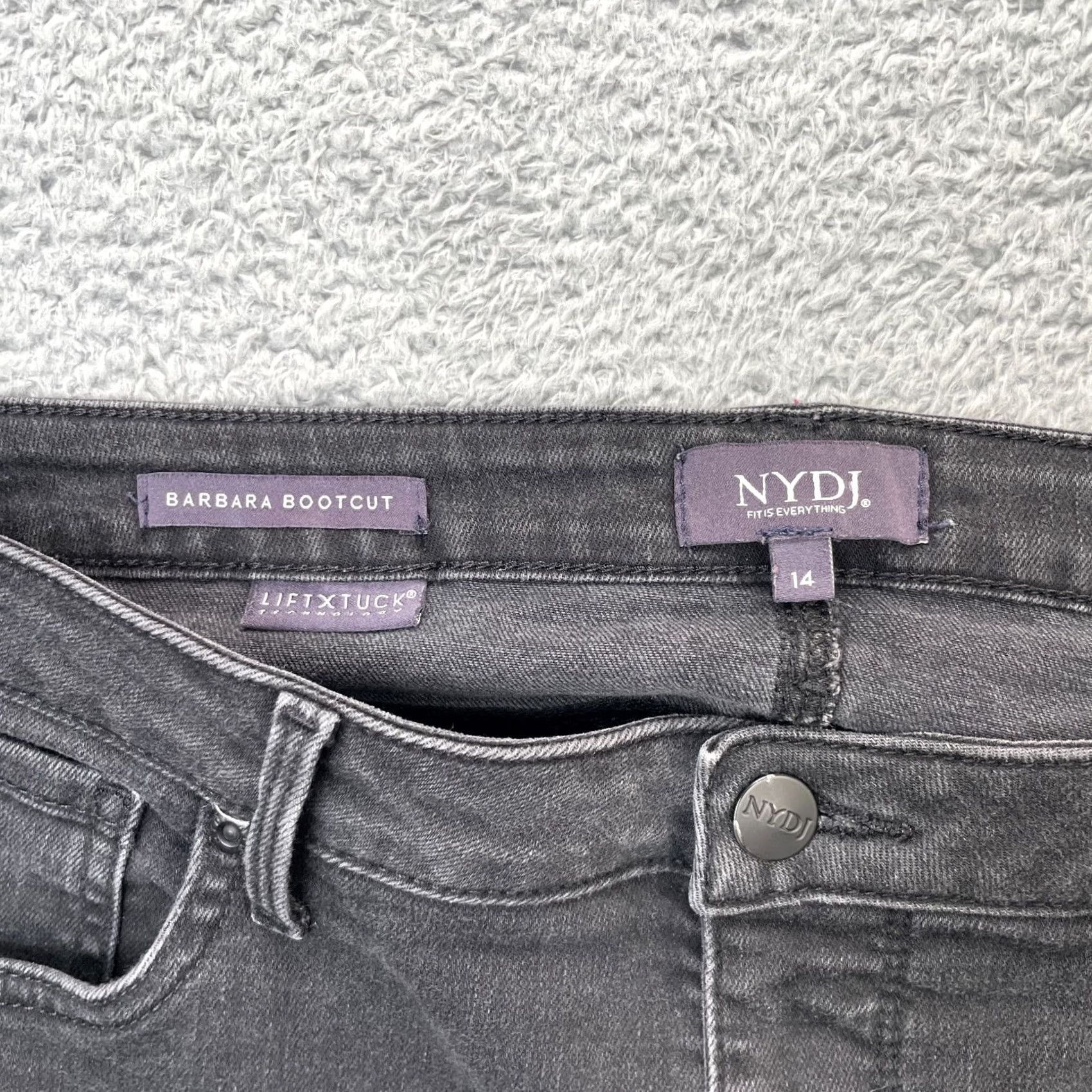 NYDJ NYDJ Barbara Jeans Womens 14 Gray Bootcut Denim Cotton Spandex 5-Pocket Inseam 30 Regular Stretch Logo Zipper Button Mens Womens Boys Girls Size 25" / US 0 / IT 36 - 3 Thumbnail