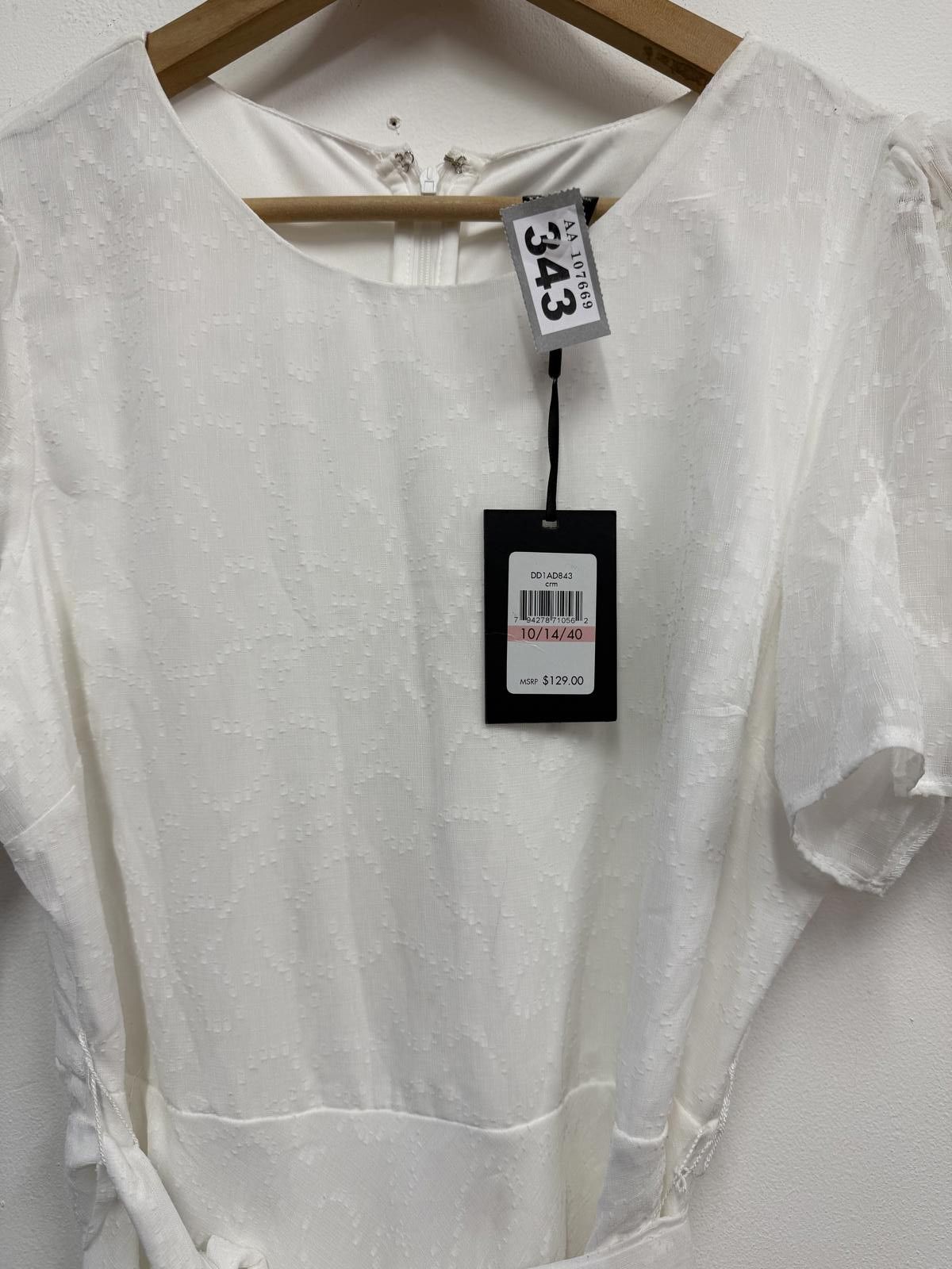 DKNY White Short Sleeve Midi Dress with Belt Size S / US 4 / IT 40 - 3 Thumbnail