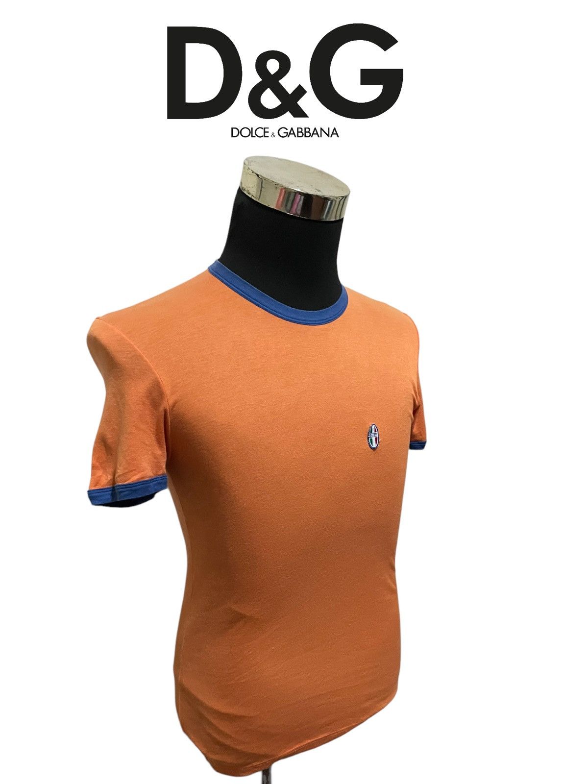 Dolce & Gabbana VTG '90s Dolce & Gabbana Italia Solarized Orange Ringer Tee Size S / US 4 / IT 40 - 3 Thumbnail