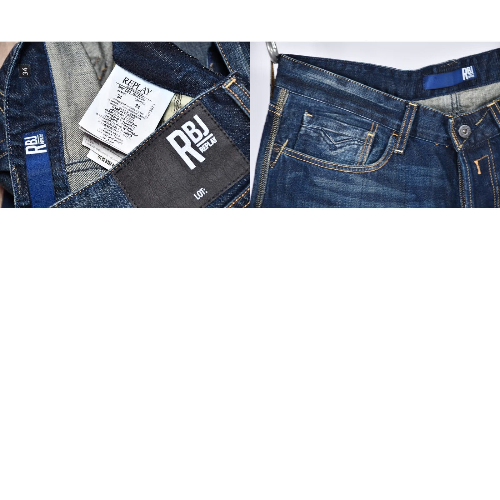 Replay REPLAY M95 BILLSTRONG Jeans Men's 34 Bootcut Blue 100% Cotton Regular XS? Size US 34 / EU 50 - 8 Thumbnail