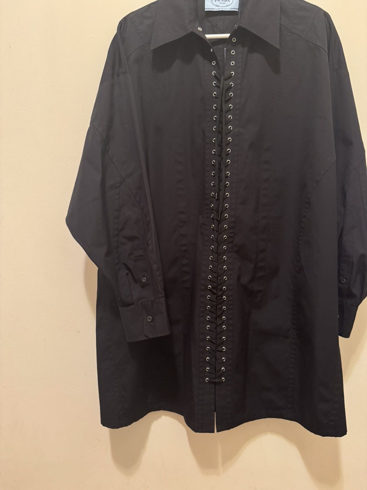 Prada Cotton Poplin Lace Up Shirt