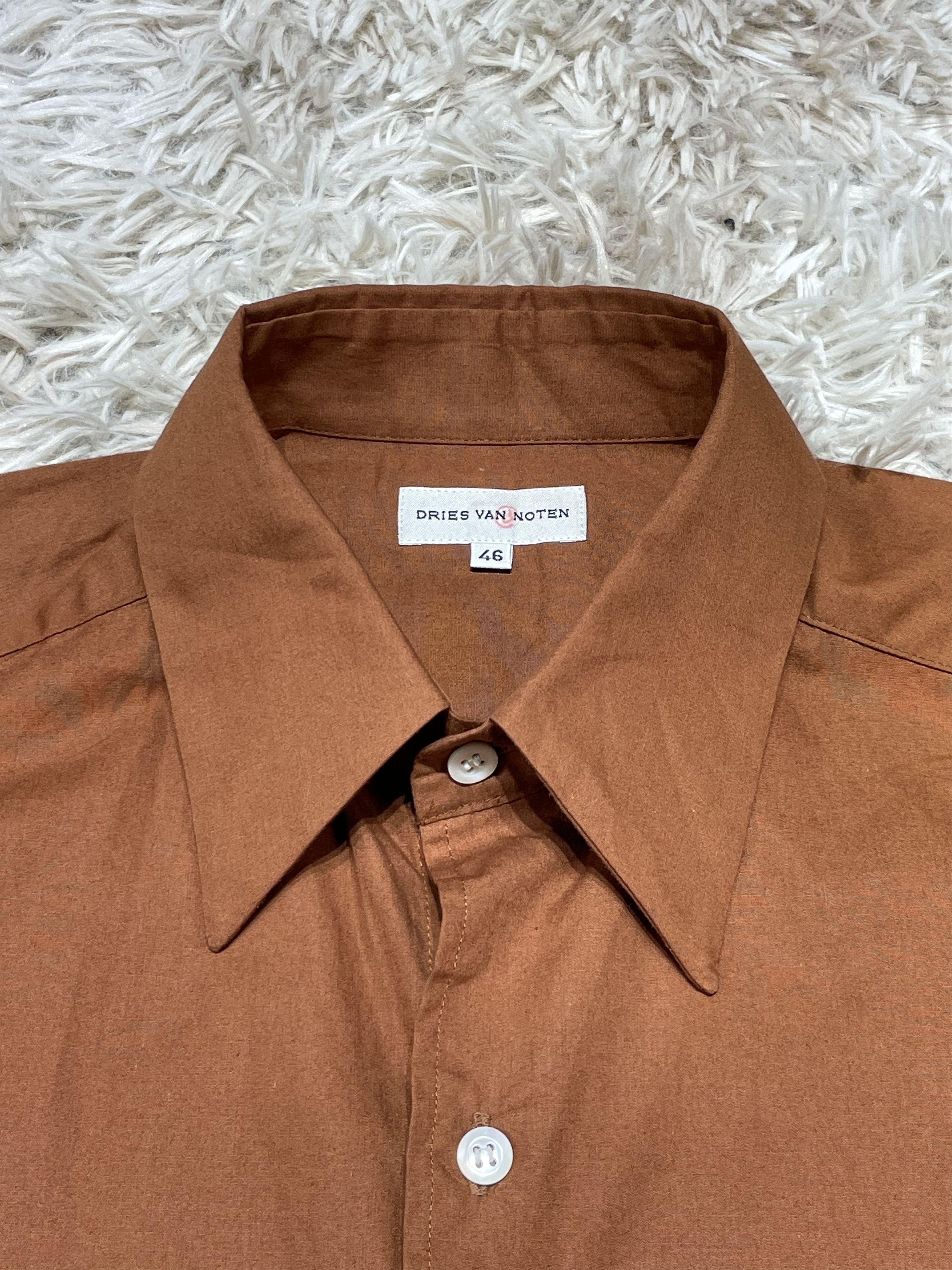 Dries Van Noten Brown Button Up Shirt 100% Cotton Men Size S Fit Size US S / EU 44-46 / 1 - 5 Thumbnail