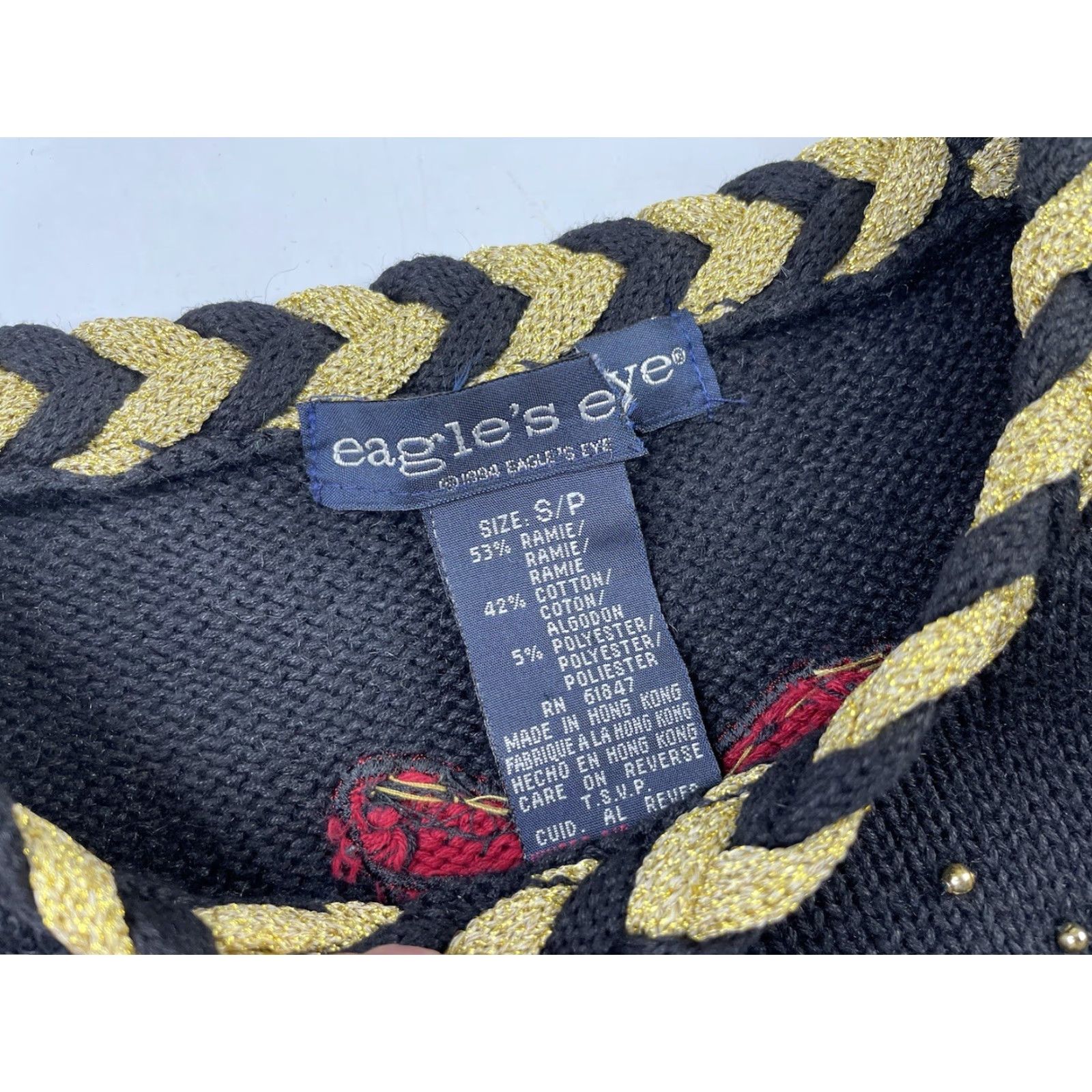 Vintage VINTAGE The Eagle’s Eye Christmas Knit Sweater Size S Women Black Jewel Christmas Ugly Sweater Size S / US 4 / IT 40 - 2 Thumbnail