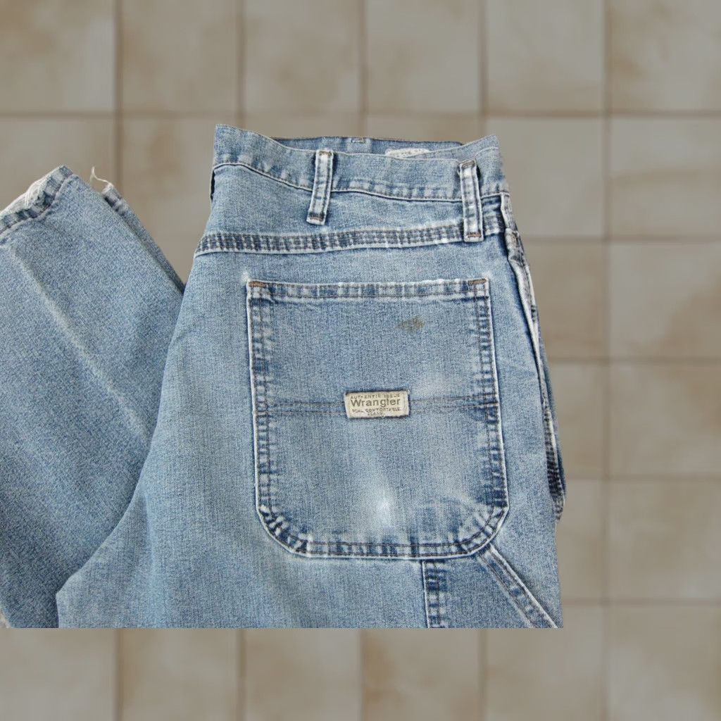 Wrangler VINTAGE Wrangler Jeans Mens Regular Five Star Premium Denim 34 x 30 Blue Y2K 90s Workwear Baggy Carpenter Straight Pants Size US 34 / EU 50 - 1 Thumbnail