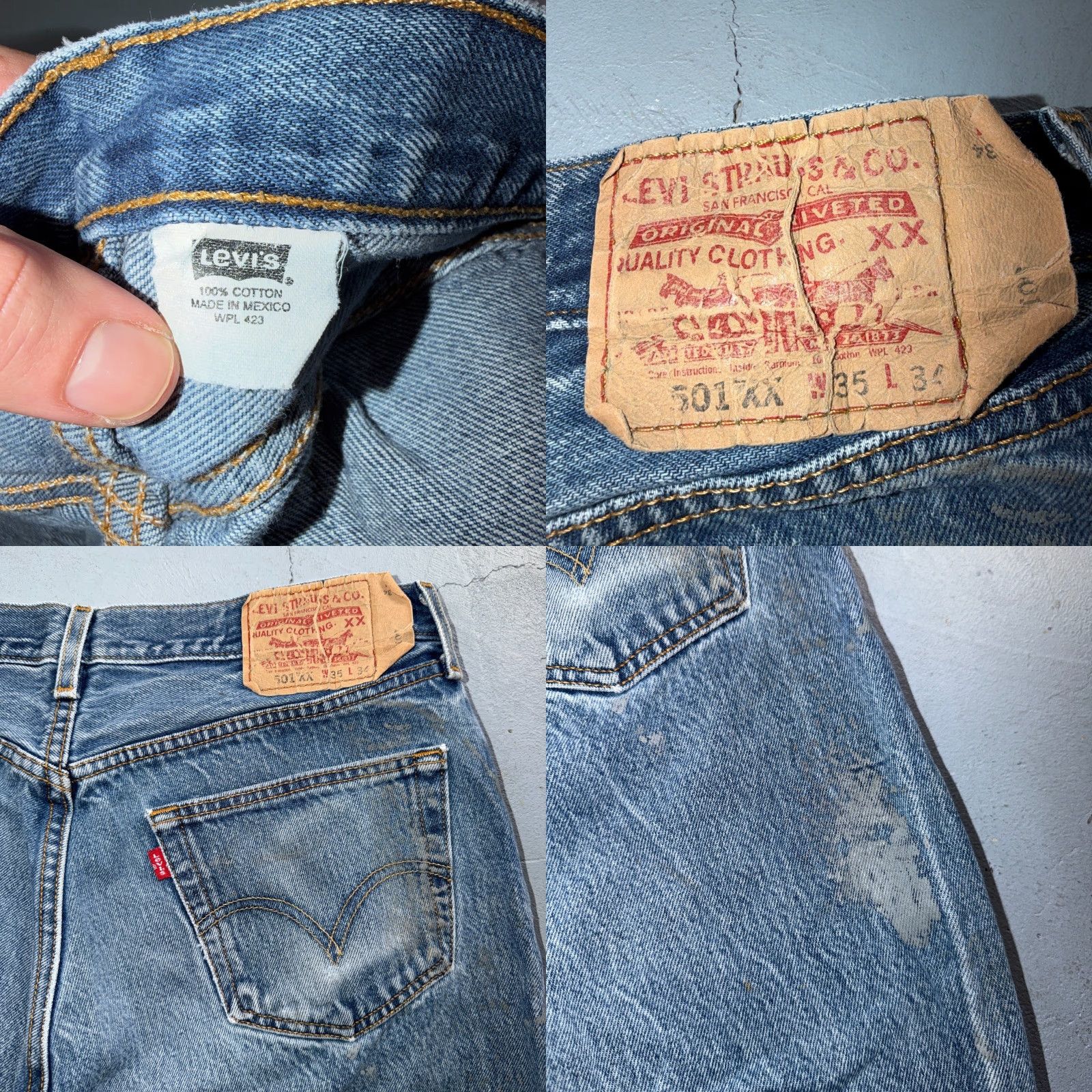 Levi's VINTAGE Levi's 501 Jeans Men Levi's 501 Series 5-Pocket Denim Blue Straight 90s 35x34 35x34 Regular Mens Jeans Size US 35 - 10 Thumbnail