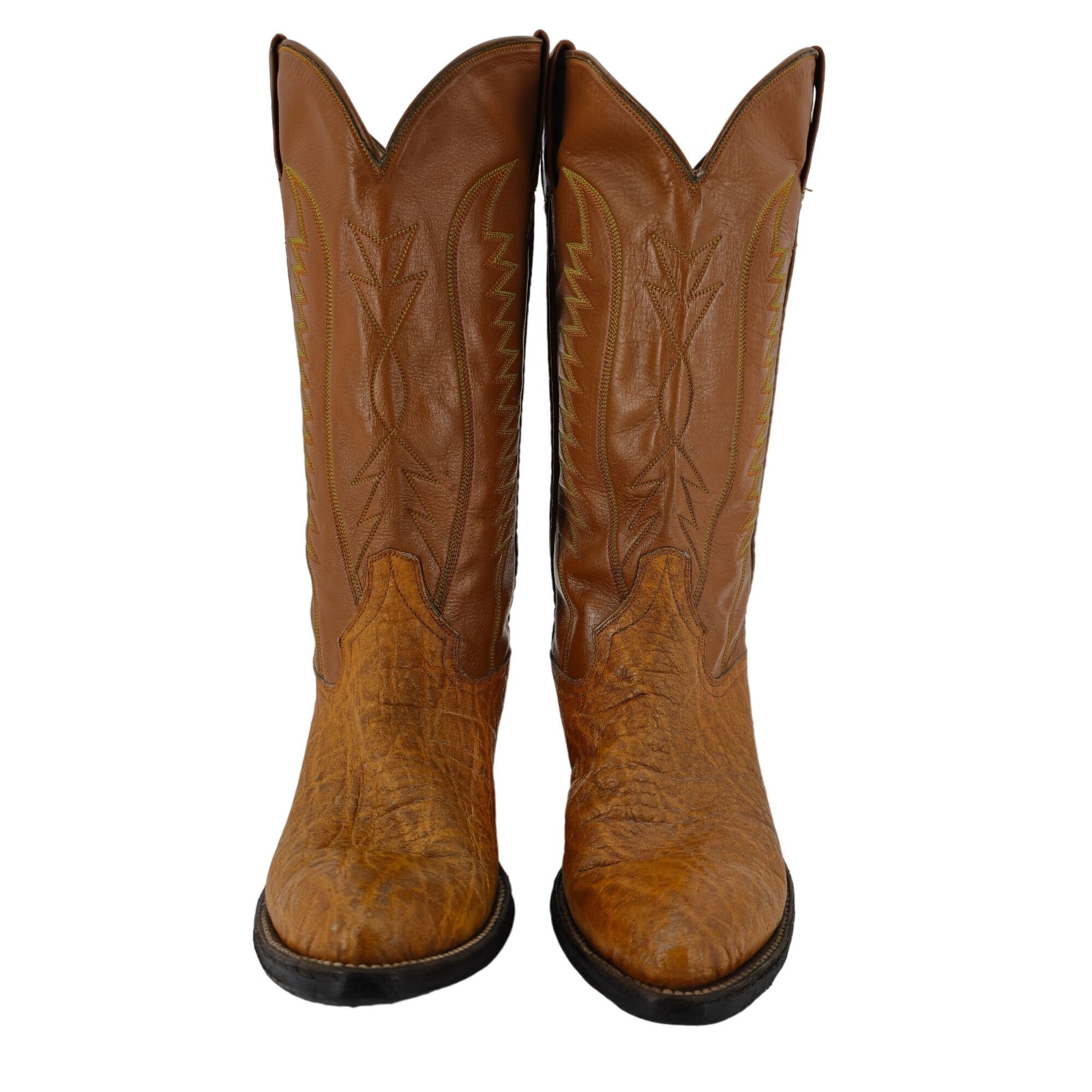 Other Vintage Exotic Hide Mens 6.5D Orange - Brown Leather Boots Size US 6.5 / EU 39-40 - 2 Thumbnail