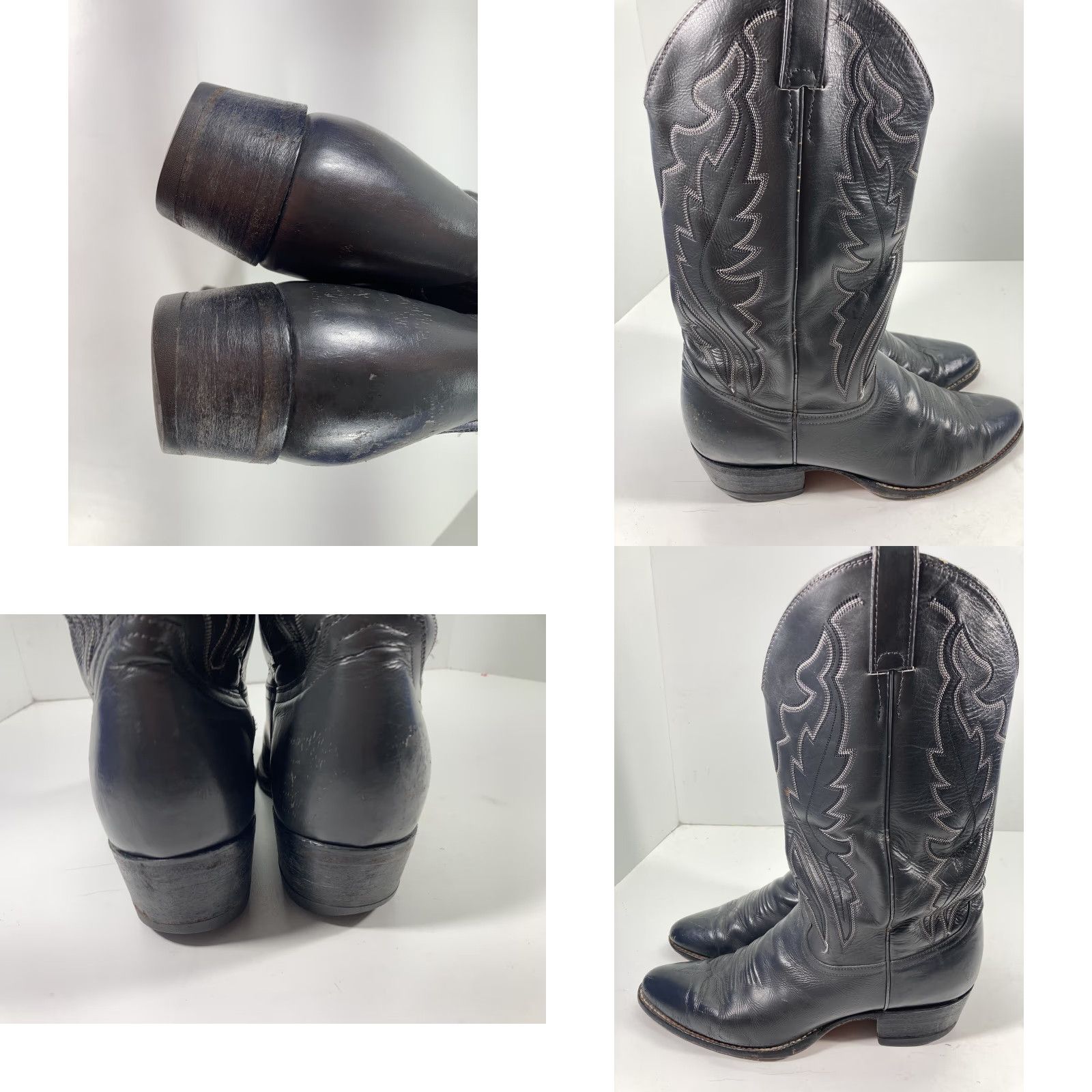 Justin Boots VINTAGE Justin Diamond J Boots Men Sz 10 D Gray Leather Round Toe Western Rodeo Mens Boots Size US 10 / EU 43 - 9 Thumbnail