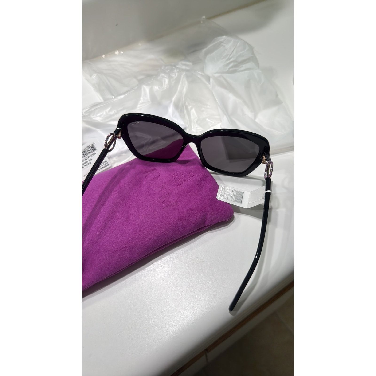 Emilio Pucci 58mm Butterfly Sunglasses Emilio Pucci Shiny Black Smoke Size ONE SIZE - 7 Thumbnail