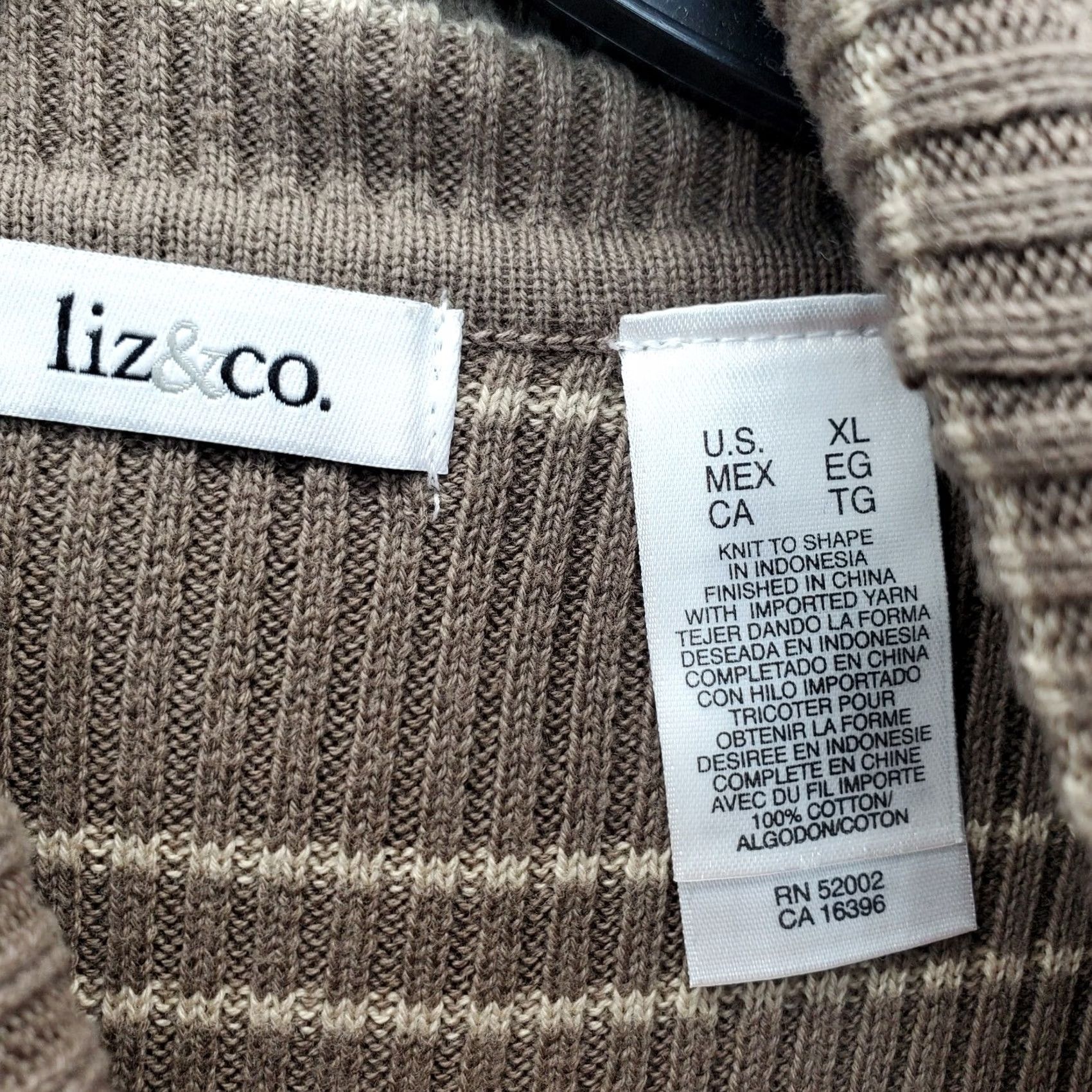 CO Liz & Co Knit Top Womens XL Multicolor Striped Turtleneck Pullover Size XL / US 12-14 / IT 48-50 - 5 Thumbnail