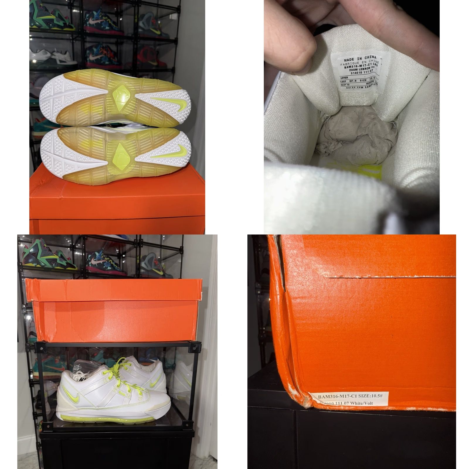 Nike Nike LeBron Sneaker Low Top Mens 10.5 White Neon 1990s 3 III Low Voltage Four Horseman PE Promo Sample Voltage Neon Shoe Best 10.5 Mens Size US 11 / EU 44 - 8 Thumbnail
