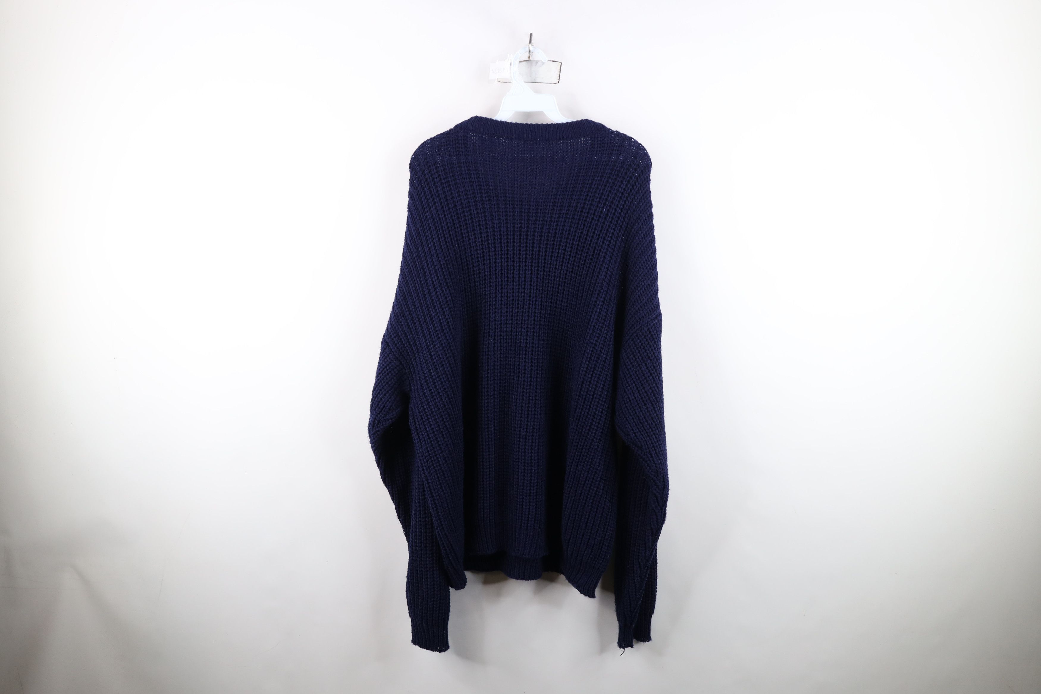 Vintage Vintage 90s Streetwear Ribbed Knit Crewneck Sweater Blue Size US L / EU 52-54 / 3 - 8 Thumbnail