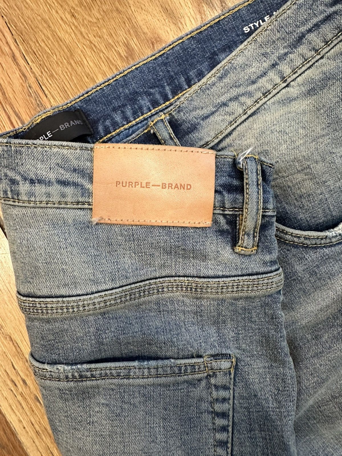 Purple Brand Purple Brand Knee Hole Paint Splatter Blue Denim Jeans Sz 36 Size US 36 / EU 52 - 4 Thumbnail