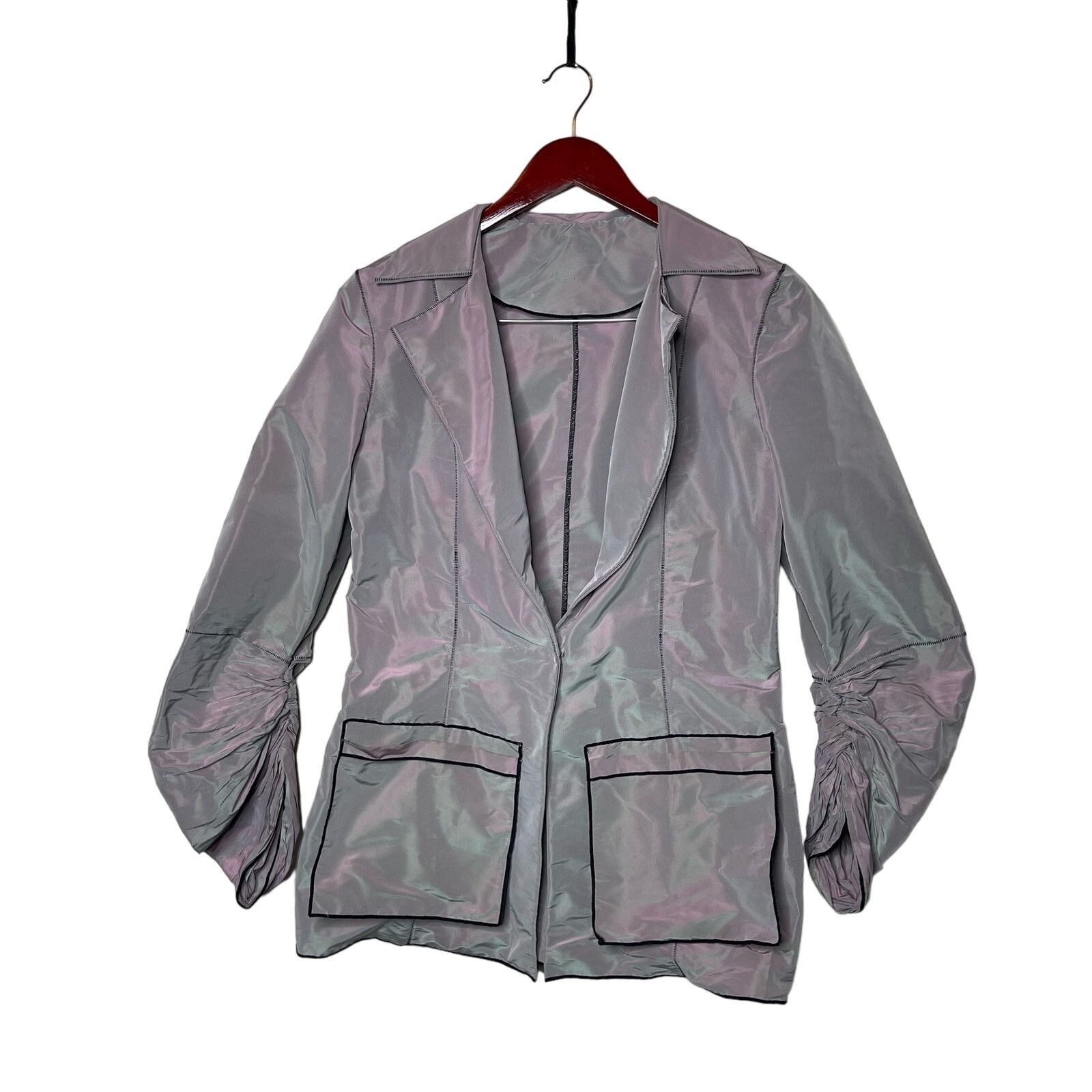 Other Szymkowicz Metallic Single Layer V Neck Blazer Gray Womens M Size M / US 6-8 / IT 42-44 - 1 Thumbnail