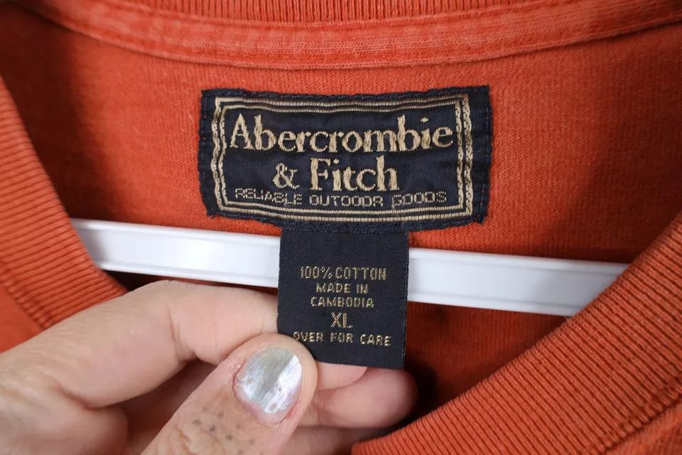 Abercrombie & Fitch × Vintage Vintage 90s Abercrombie & Fitch Long Sleeve T-Shirt Orange Size US L / EU 52-54 / 3 - 6 Thumbnail