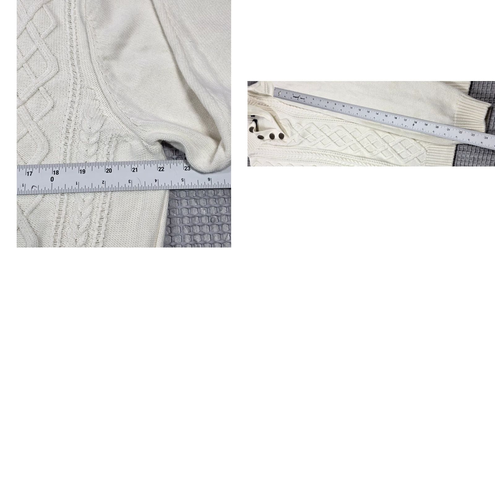 Vintage Alan Flusser Sweater Mens L Cable Knit Ivory Fair Isle Henley Collar Fisherman Size US L / EU 52-54 / 3 - 9 Thumbnail