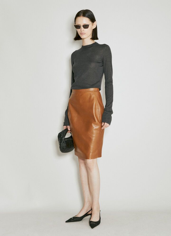 Saint Laurent Paris o1y0126 Mini Skirt in Camel Size 28" / US 6 / IT 42 - 2 Thumbnail
