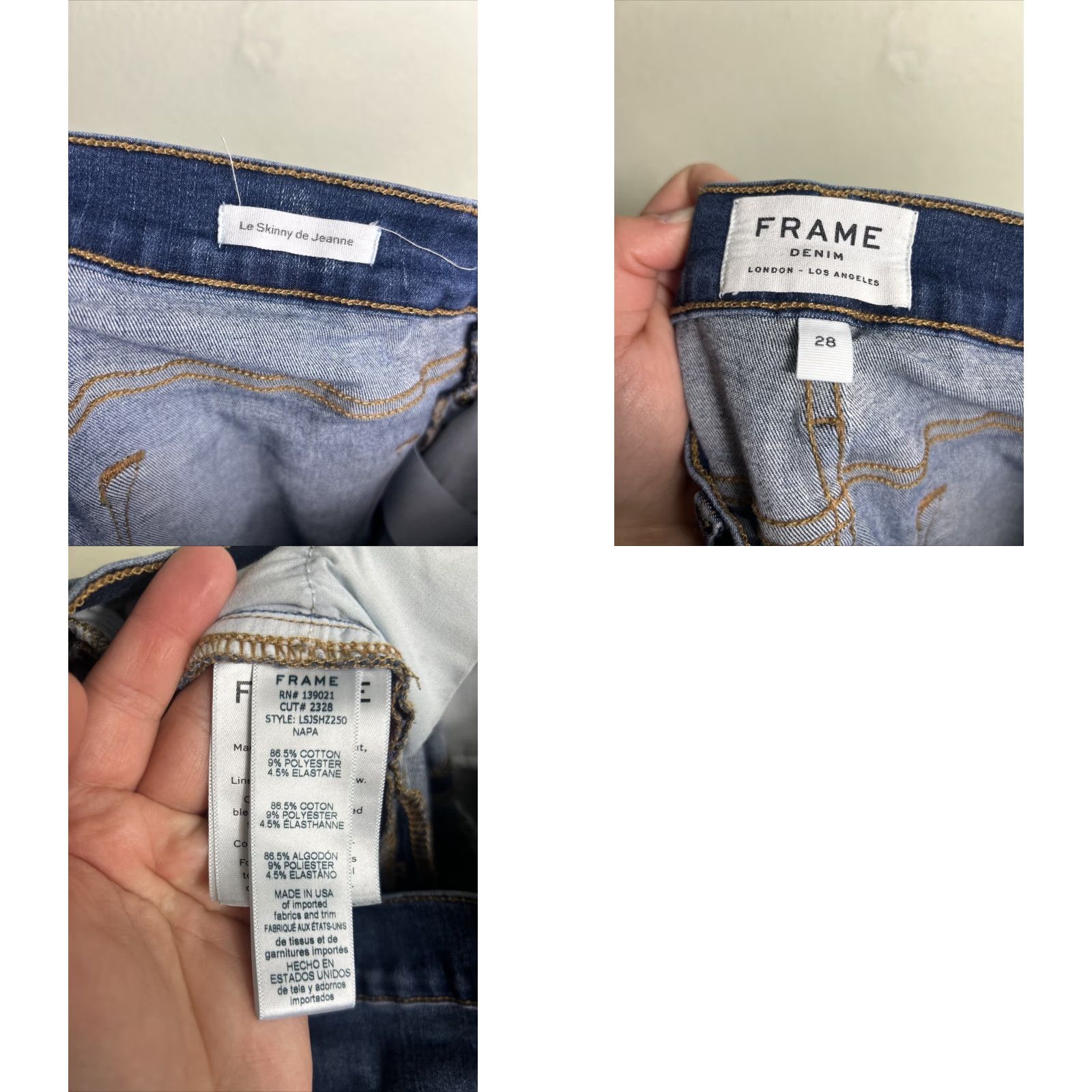 Frame FRAME Le Skinny De Jeanne Jeans Womens 28x29 Ankle Zip Dark Wash Stretch Denim Shirt? Size 28" / US 6 / IT 42 - 9 Thumbnail
