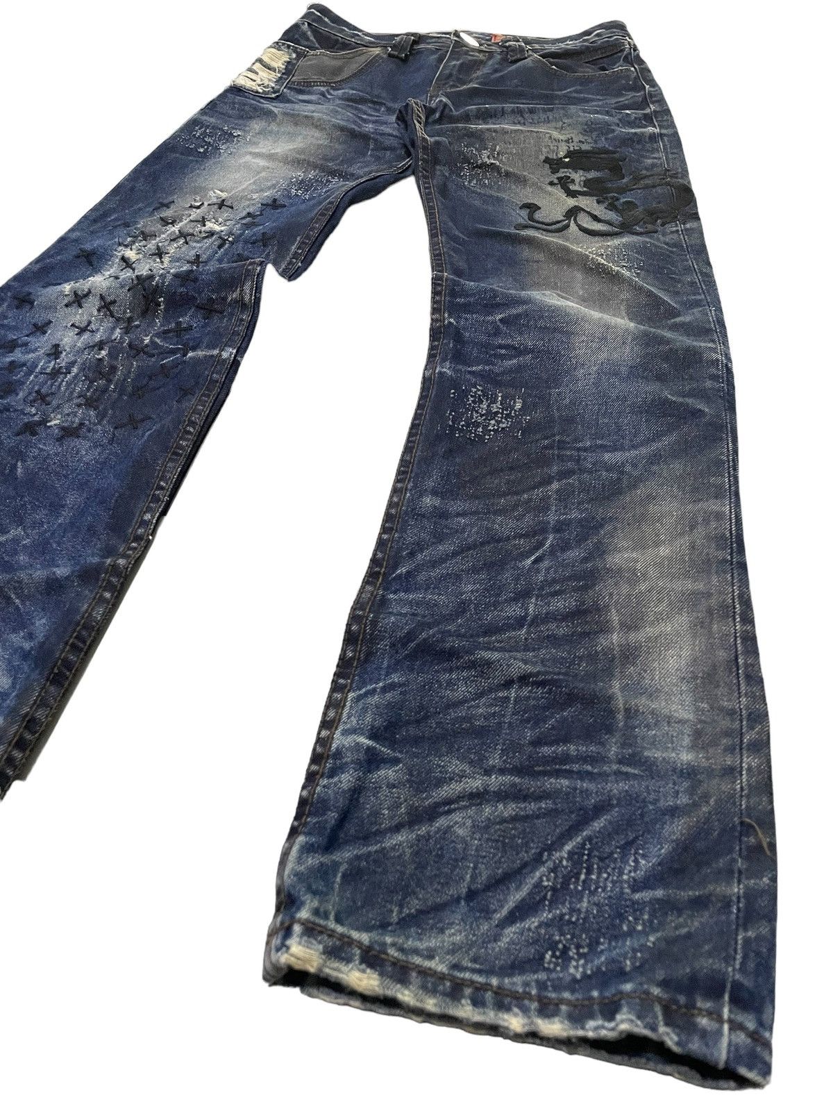 Japanese Brand × Kapital Cattan Farm Japan Uru Boro Claw Mark Dirt Wash Jeans Size US 30 / EU 46 - 11 Thumbnail