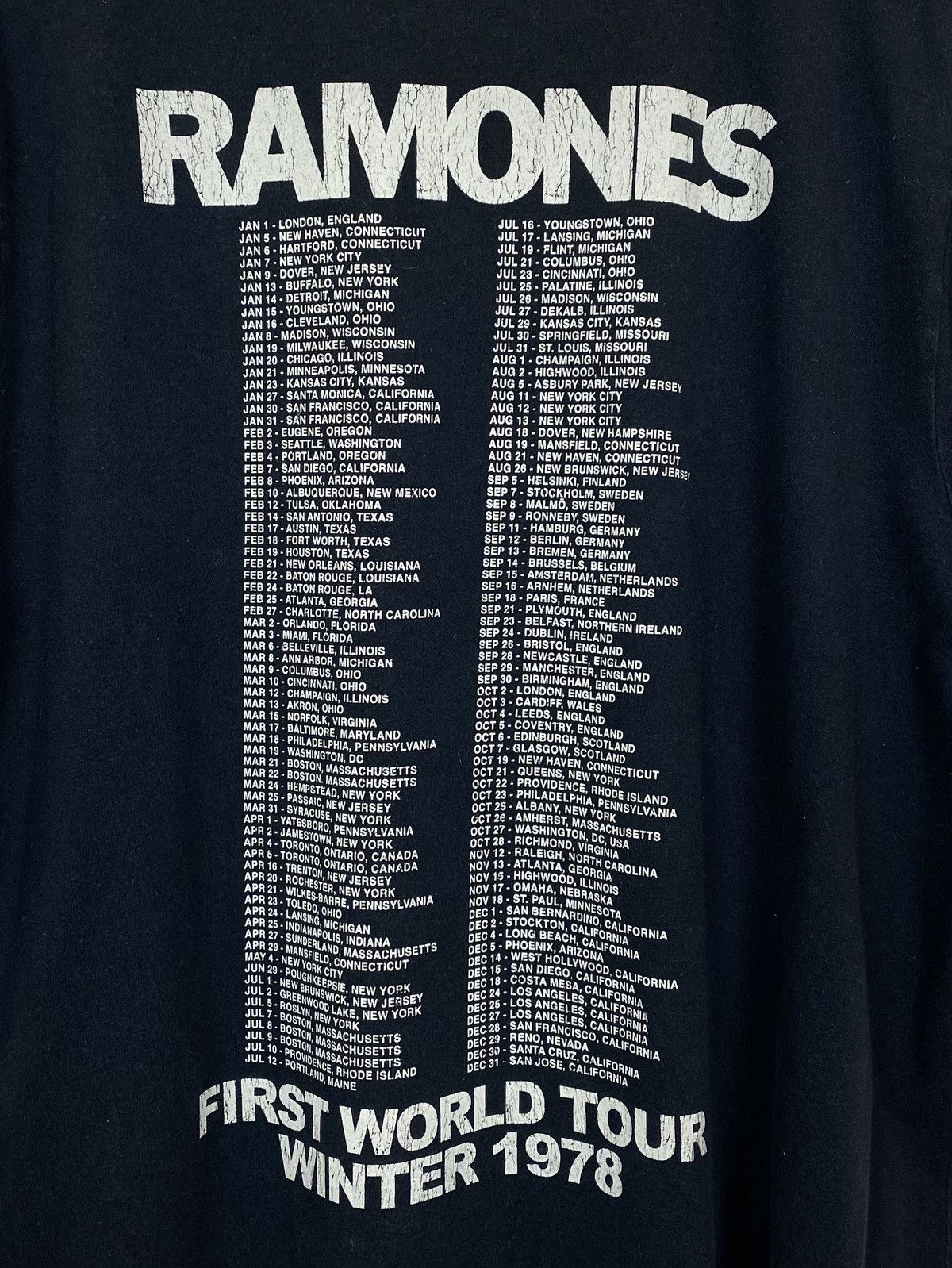 Band Tees The Ramones T- Shirt - First World Tour 1978 Size L-XL Black Size US XL / EU 56 / 4 - 7 Thumbnail