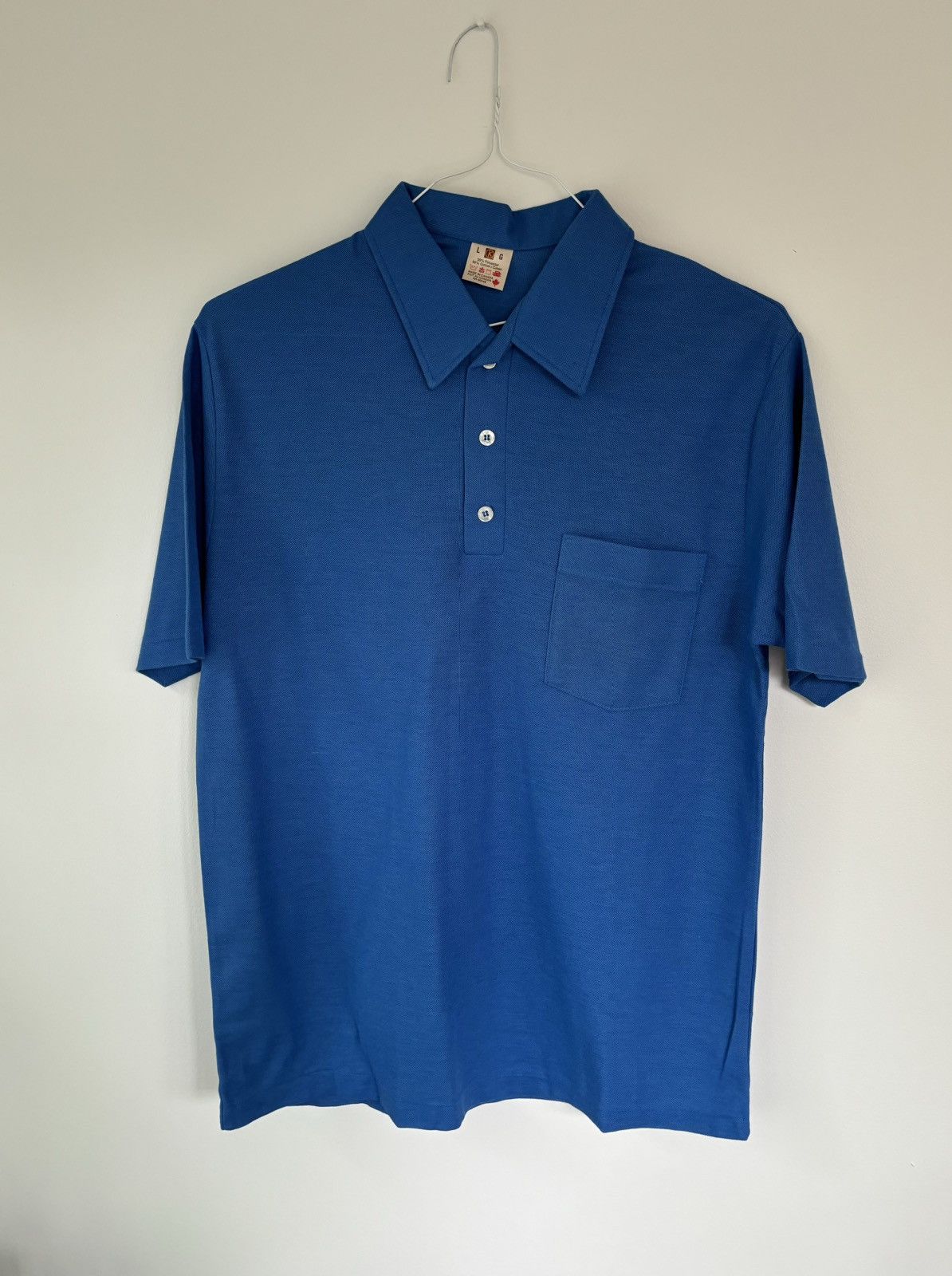 Vintage 1980s Vintage Polo Shirt 80s 90s Deadstock Blank Tee Blue Size US L / EU 52-54 / 3 - 2 Thumbnail