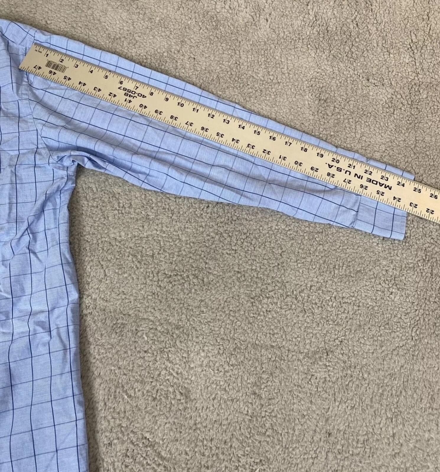 Izod Men's L Large Blue Long Sleeve 100% Cotton Casual Button Up Size 42R - 7 Thumbnail