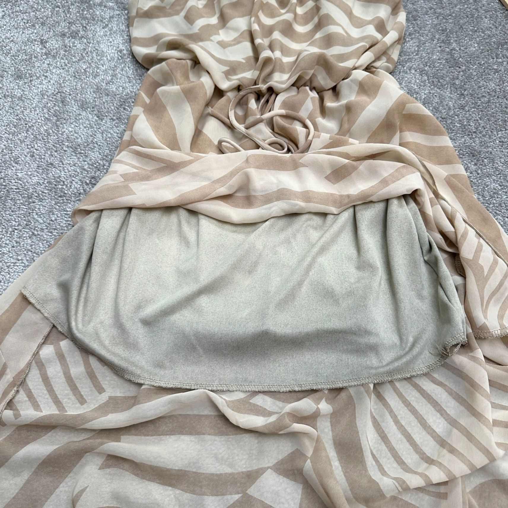 Vintage Poetry Dress Hi-Low Strapless Womens Large Brown Geometric Casual Summer Beach Size L / US 10 / IT 46 - 3 Thumbnail