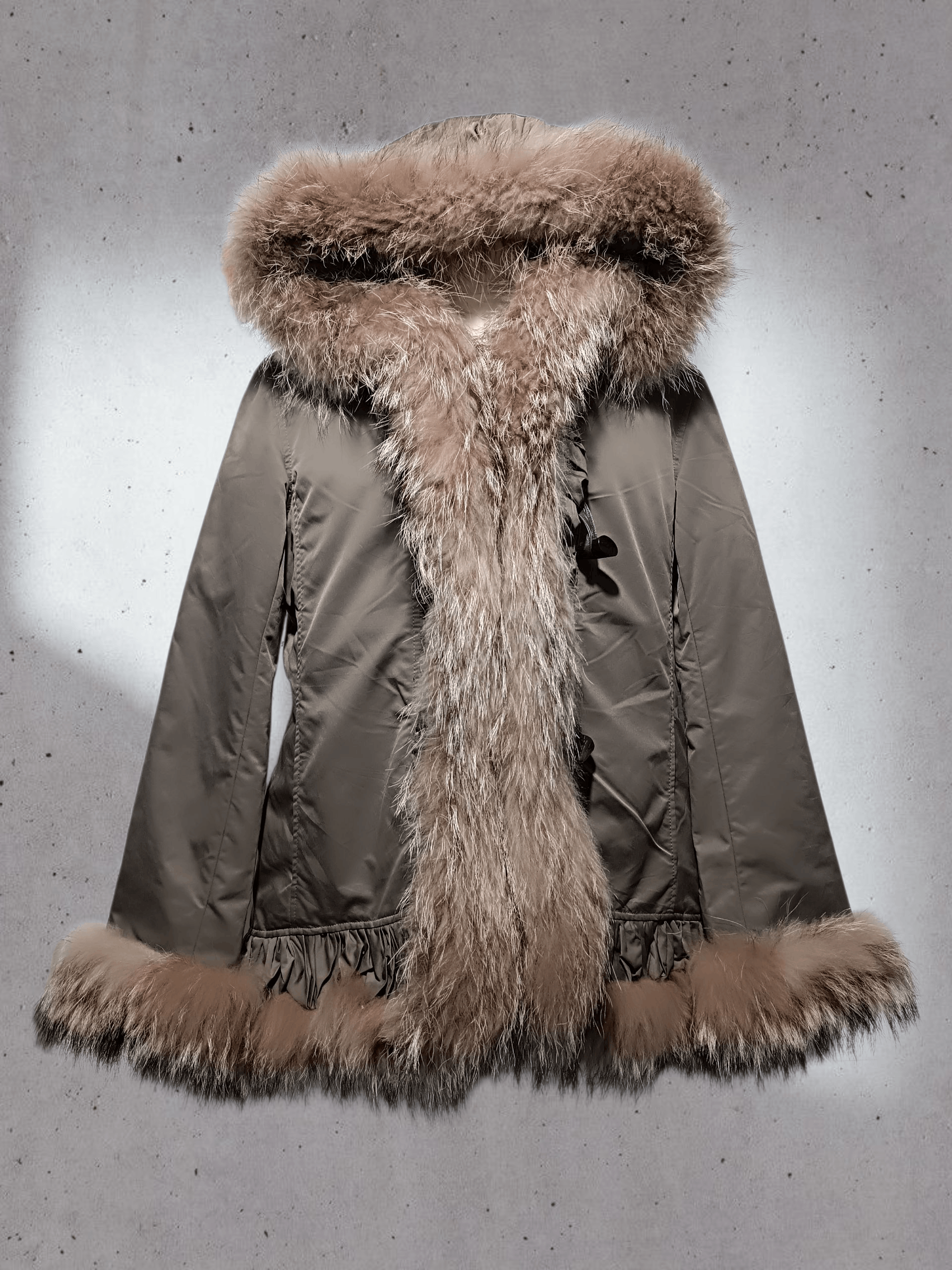 Japanese Brand Fox Fur Trim Parka Jacket Green Army Size M / US 6-8 / IT 42-44 - 2 Thumbnail