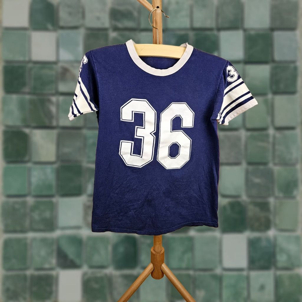 Vintage VINTAGE UNKNWON #36 BLUE FOOTBALL SINGLE STITCH T-SHIRT SZ SMALL T-Shirt Men Short Sleeve Cotton Jersey Round Neck 70's 70s Vintage Classic USA Size US S / EU 44-46 / 1 - 1 Thumbnail
