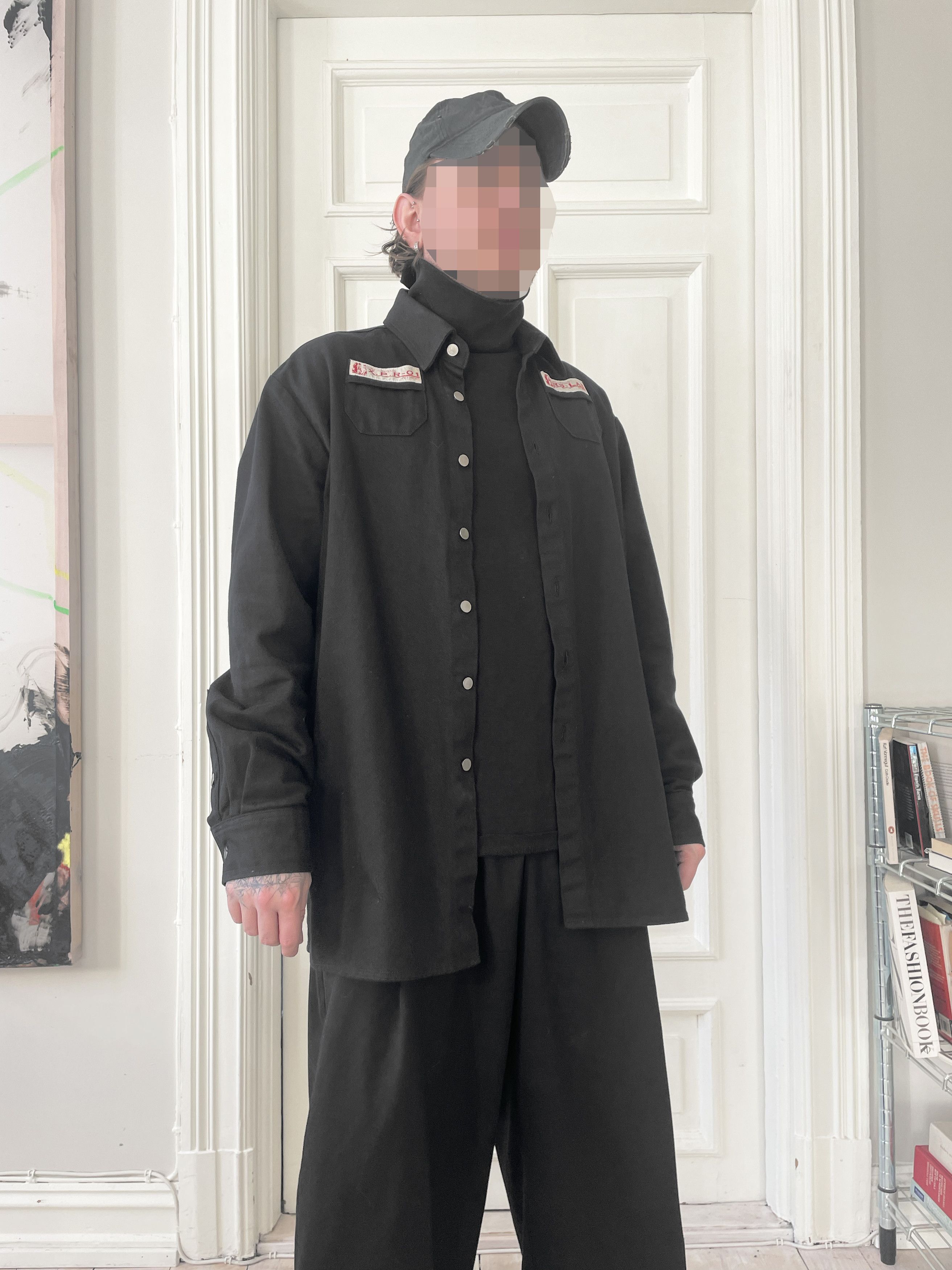 image of Raf Simons Ss20 Denim Shirt in Black, Men's (Size Large)