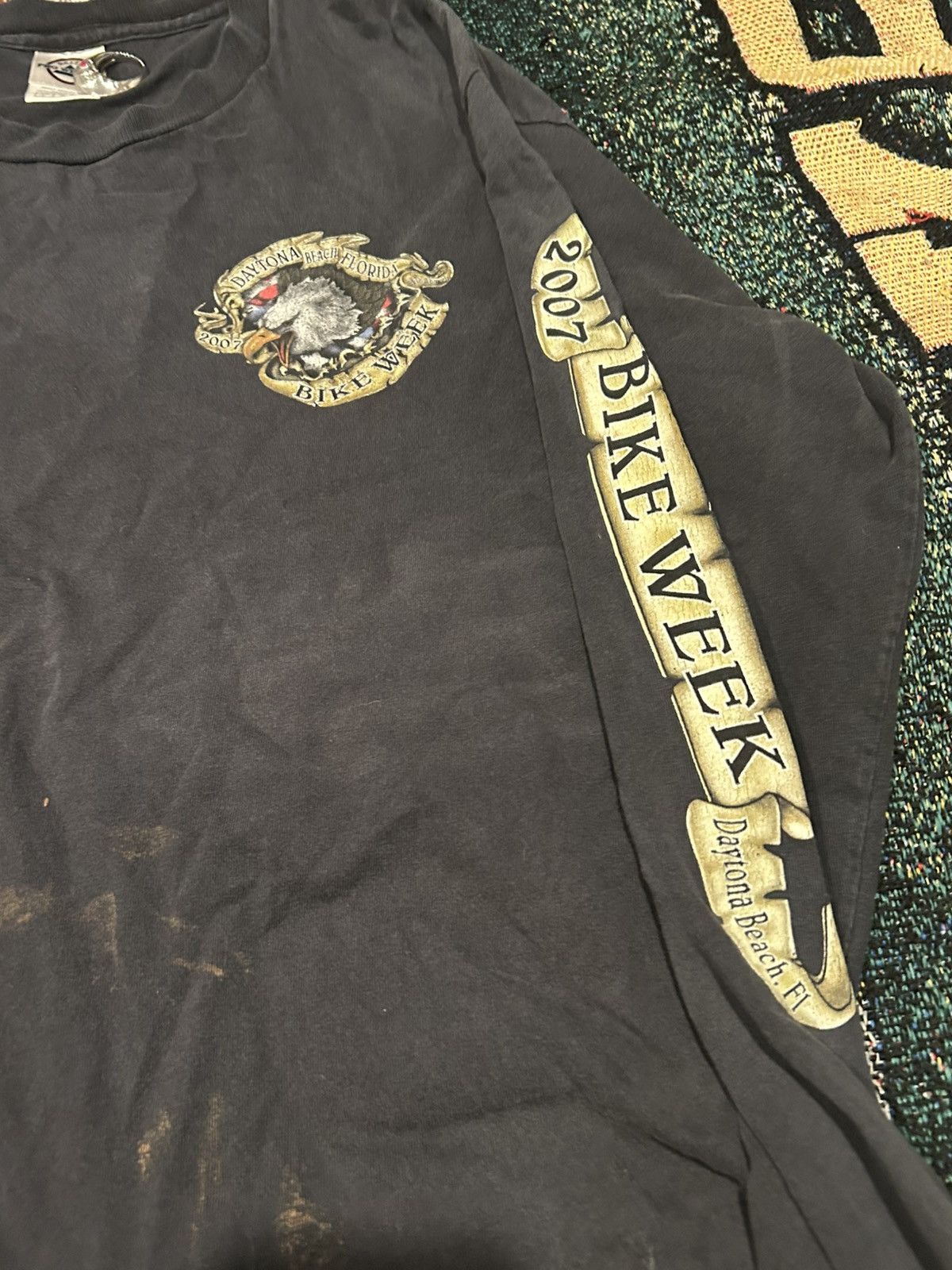 Vintage VTG 2007 long sleeve Daytona biker shirt w/ faded bleached Size US L / EU 52-54 / 3 - 6 Thumbnail
